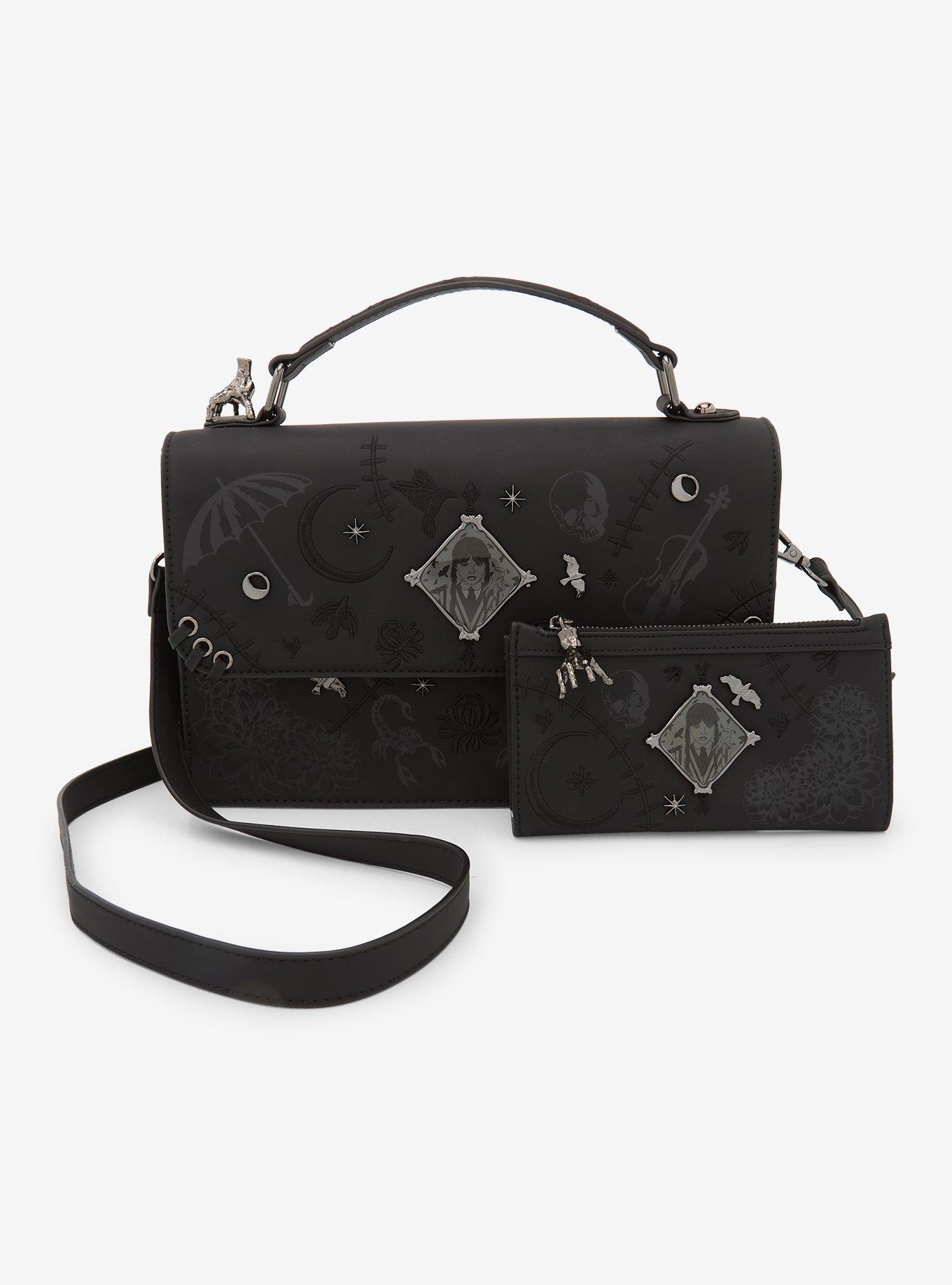 Wednesday Embroidered Icons Crossbody Bag - BoxLunch Exclusive, , alternate