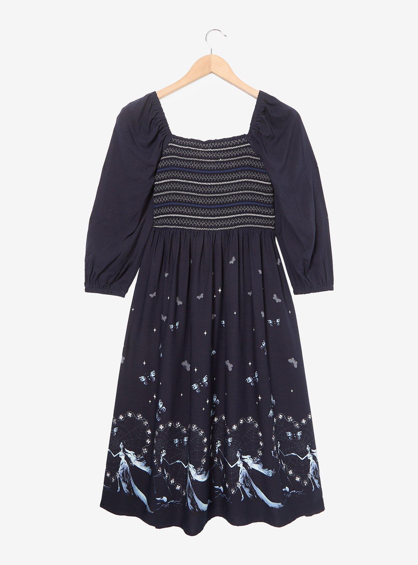 Corpse Bride Emily & Victor Smocked Dress — BoxLunch Exclusive, BLACK, alternate