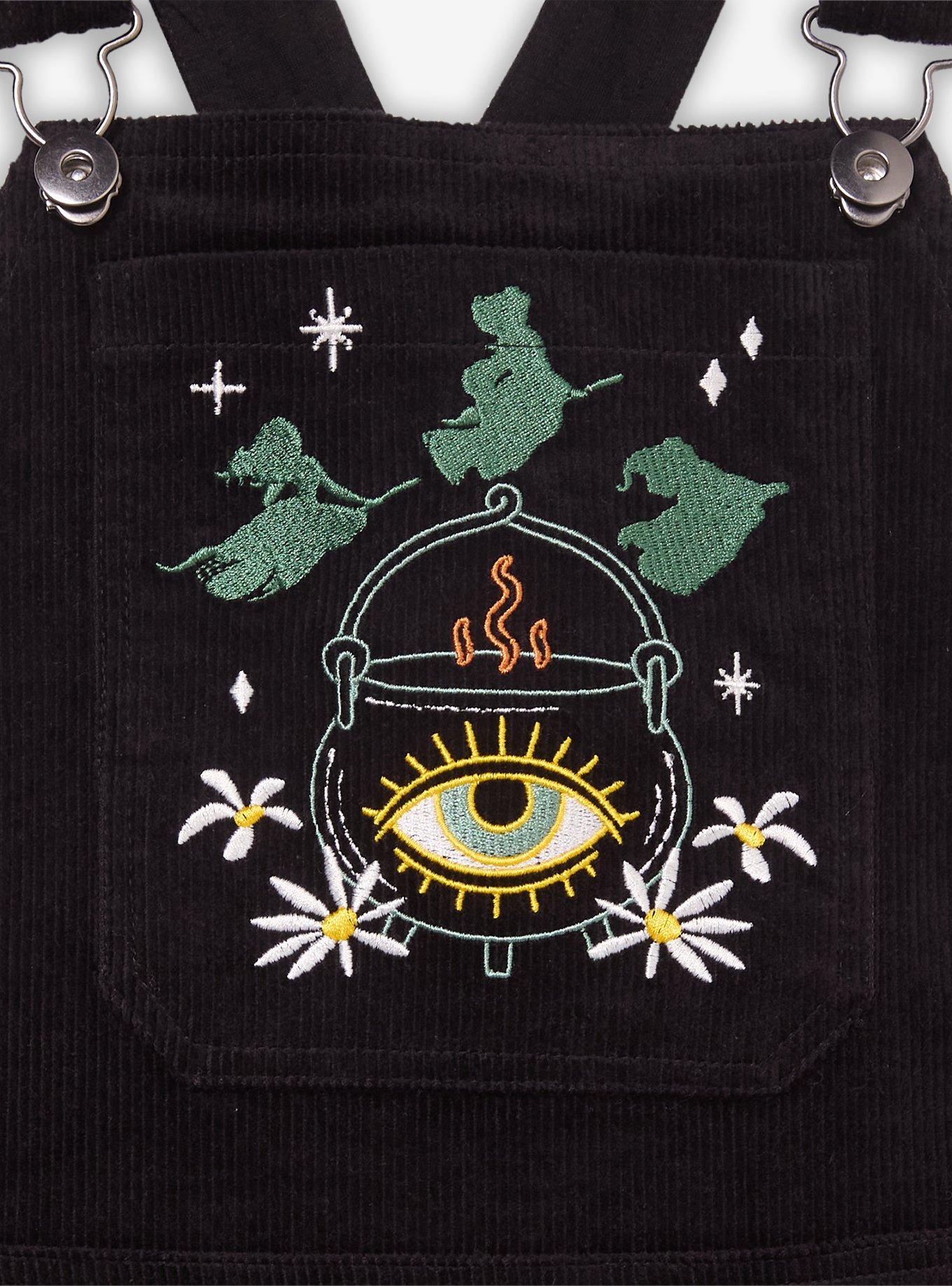 Disney Hocus Pocus Embroidered Icons Plus Size Overall Dress &mdash; BoxLunch Exclusive, BLACK, alternate