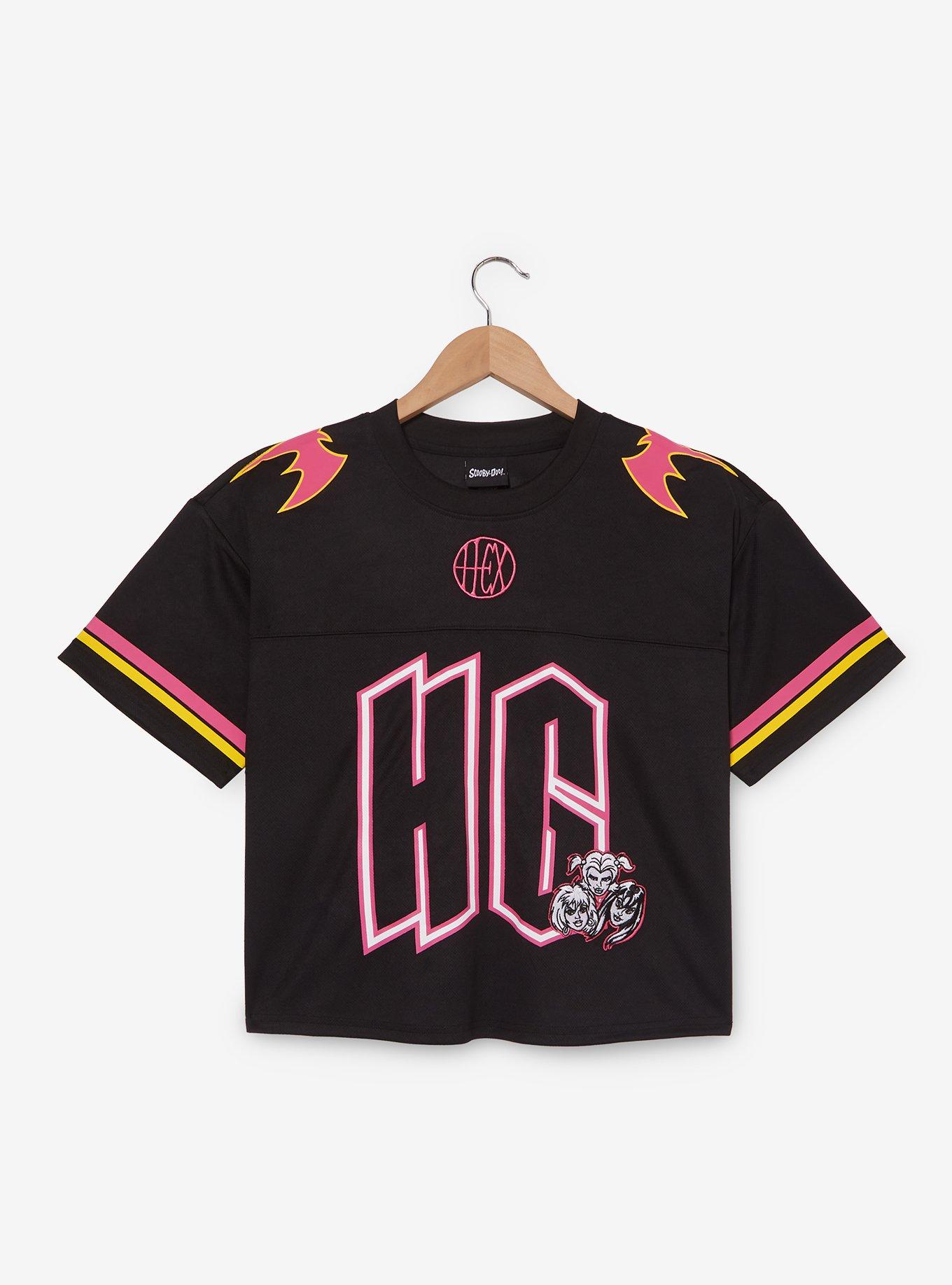 Scooby-Doo! Hex Girls Women's Cropped Football Jersey &mdash; BoxLunch Exclusive, BLACK, alternate