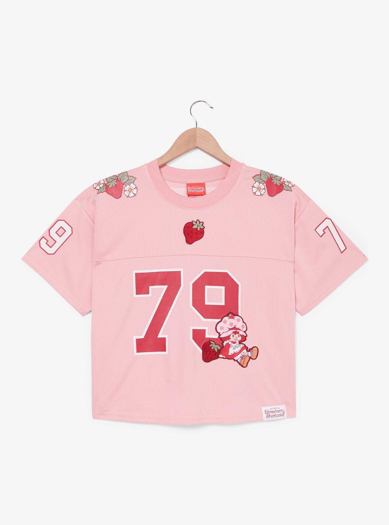 Strawberry Shortcake Women's Cropped Football Jersey - BoxLunch Exclusive, LIGHT PINK, alternate