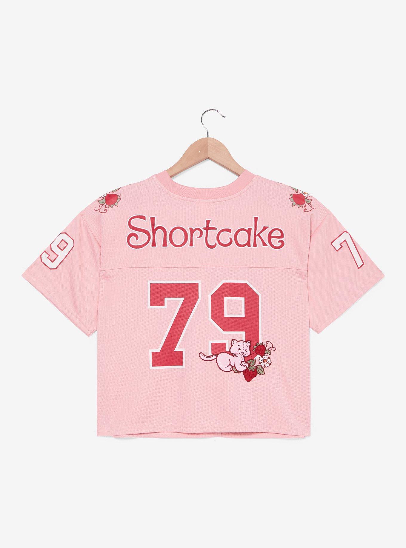 Strawberry Shortcake Women's Cropped Football Jersey - BoxLunch Exclusive, LIGHT PINK, alternate