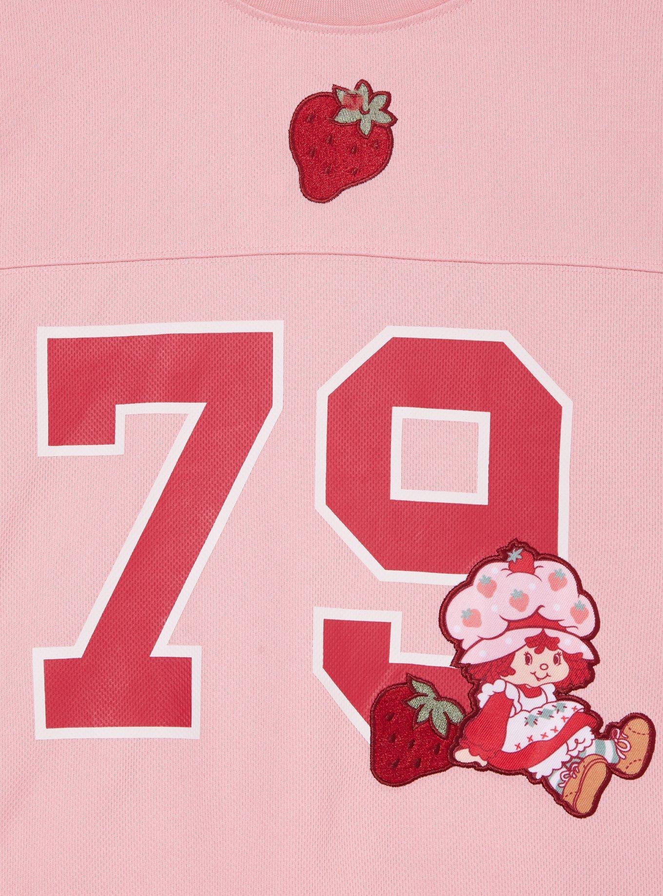 Strawberry Shortcake Women's Cropped Football Jersey - BoxLunch Exclusive, LIGHT PINK, alternate