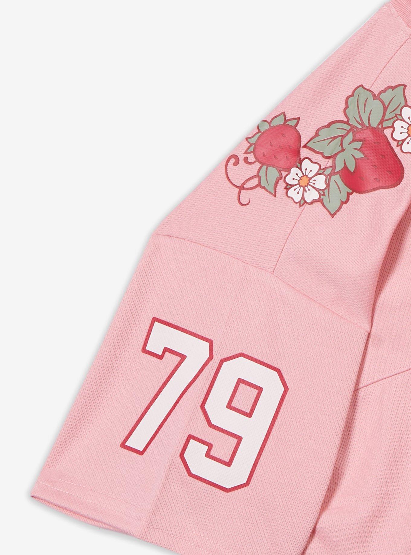 Strawberry Shortcake Women's Cropped Football Jersey - BoxLunch Exclusive, LIGHT PINK, alternate