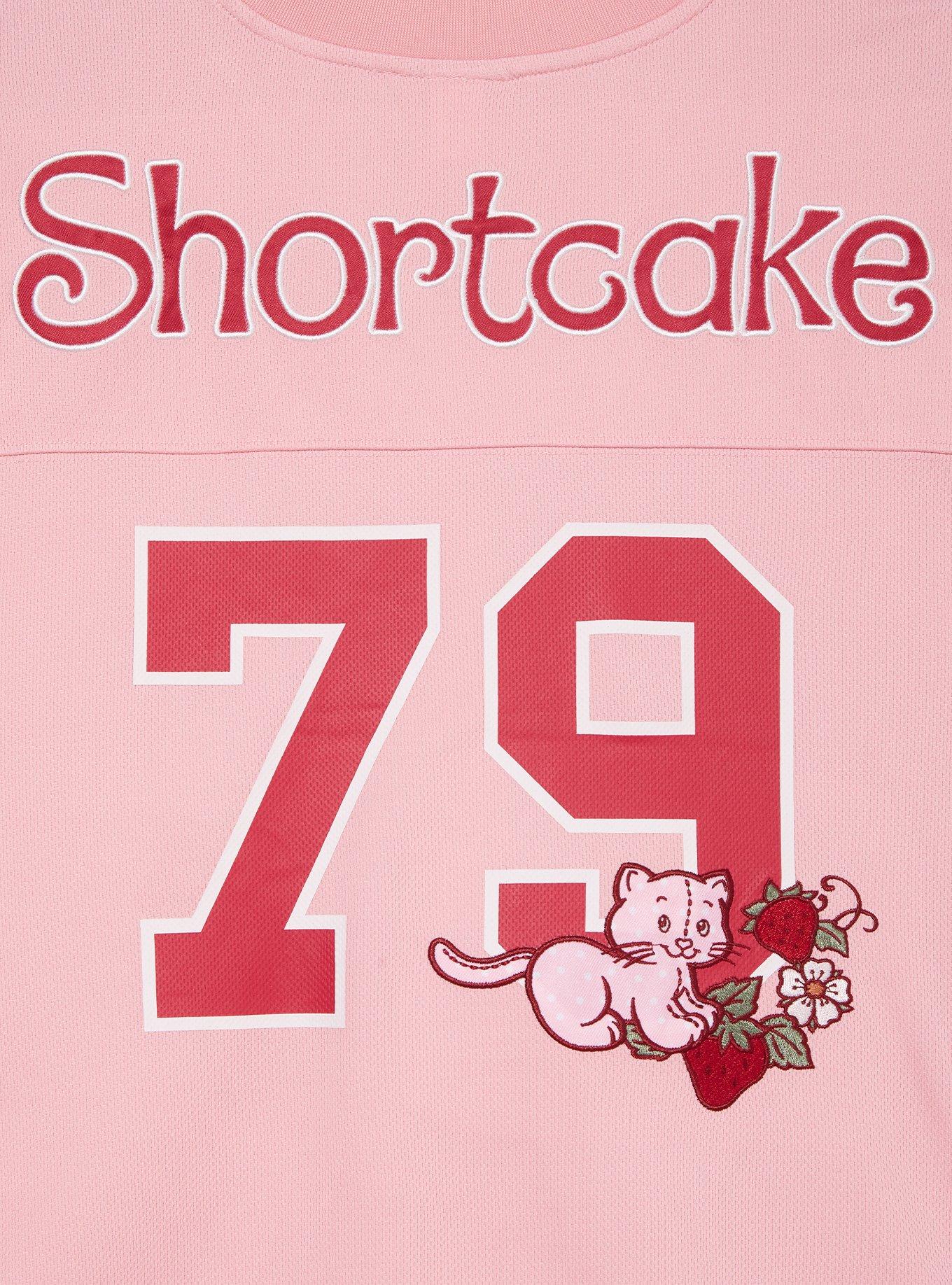 Strawberry Shortcake Women's Plus Size Cropped Football Jersey - BoxLunch Exclusive, LIGHT PINK, alternate
