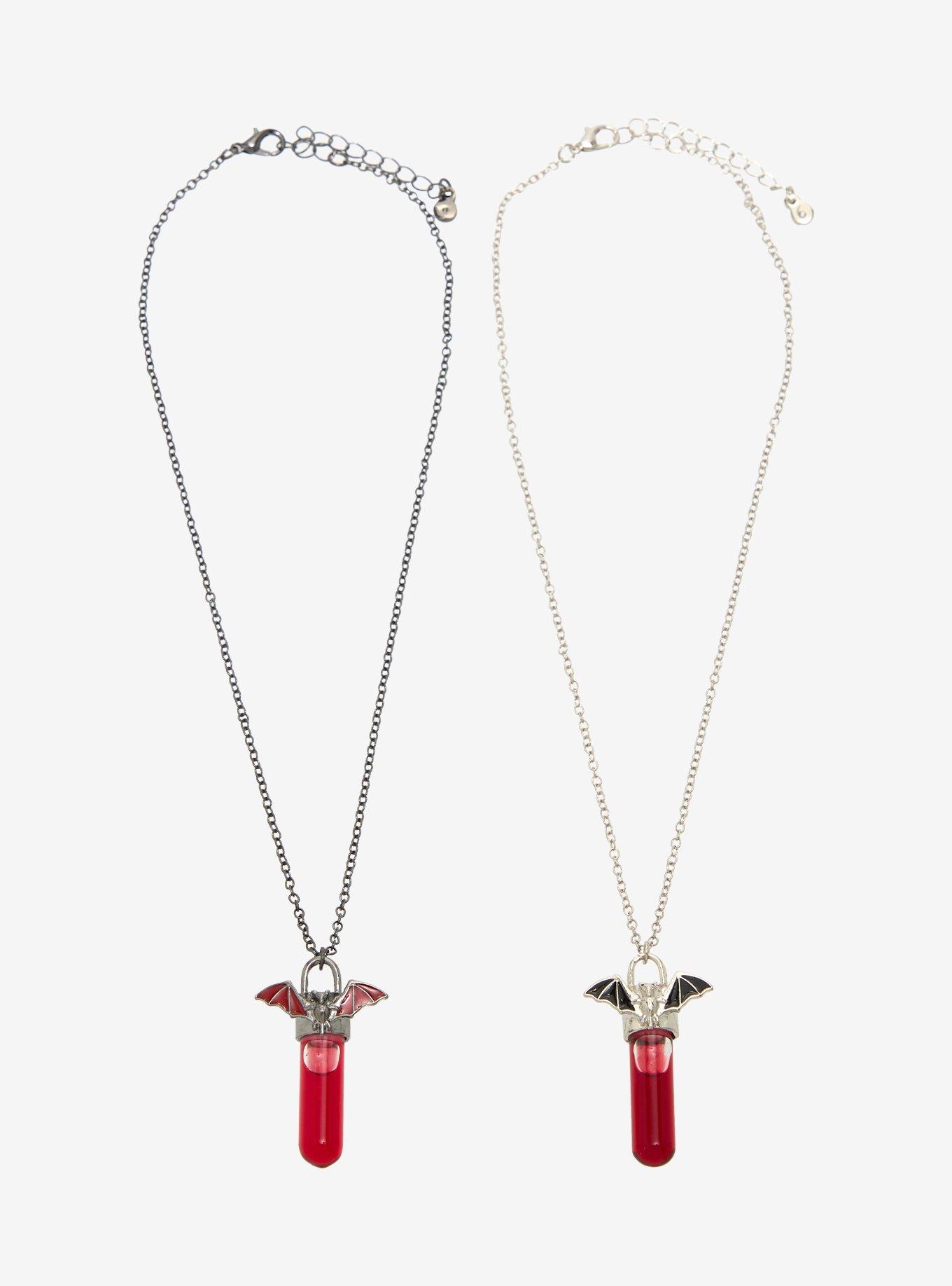 Bat Blood Vial Best Friend Necklace Set, , hi-res