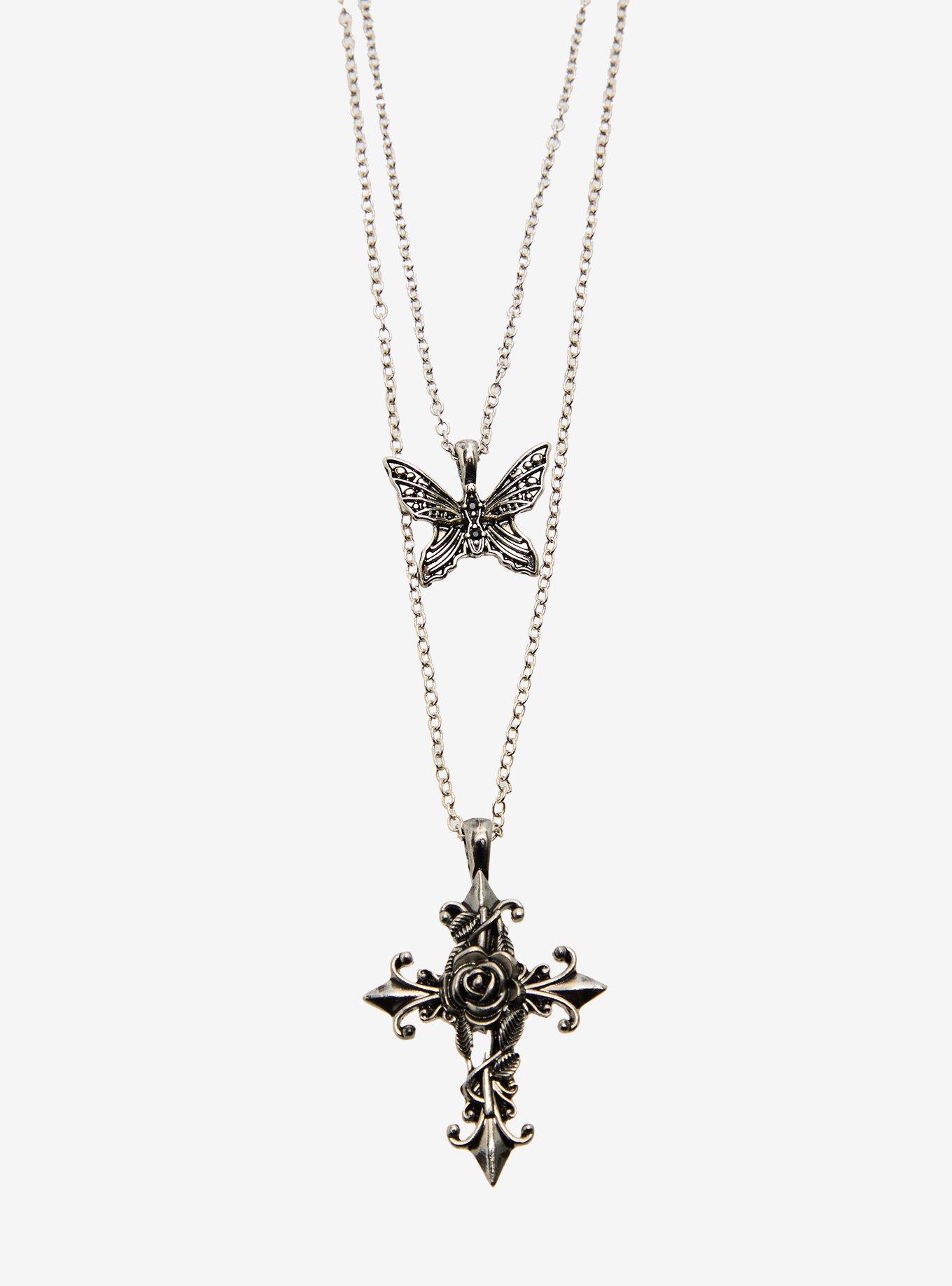 Thorn & Fable Grunge Fairy Cross Necklace Set, , alternate