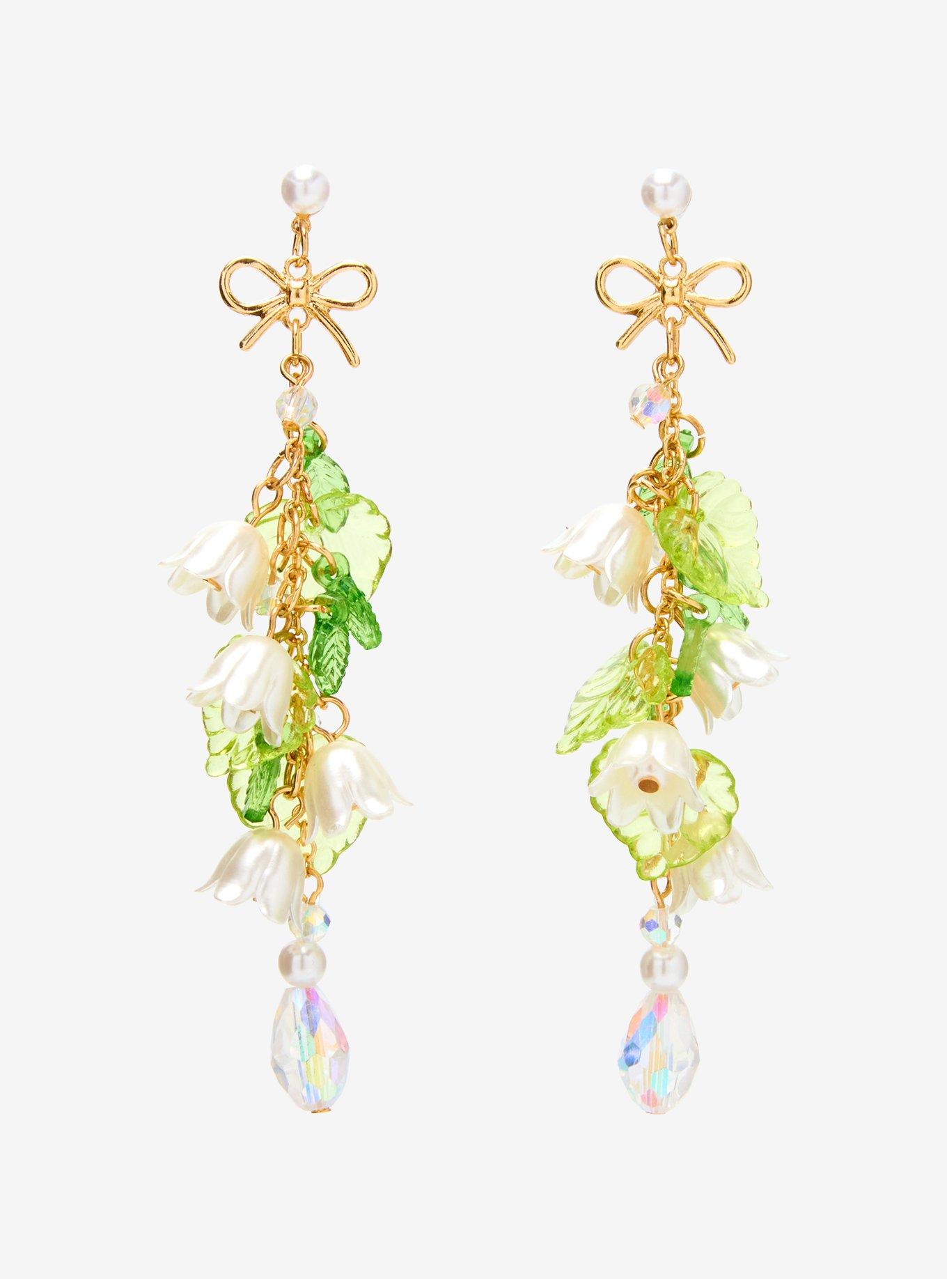 Thorn & Fable Lily Of The Valley Bow Drop Earrings, , hi-res