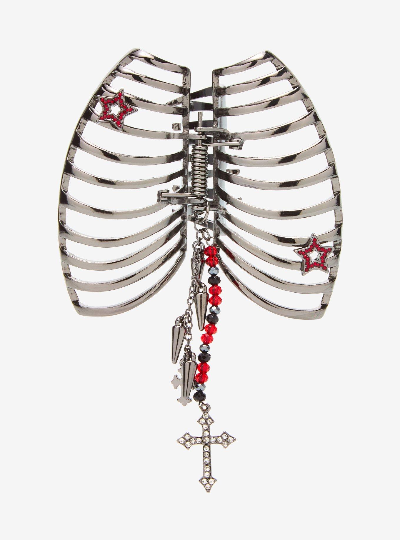 Rib Cage Star Cross Claw Hair Clip, , hi-res