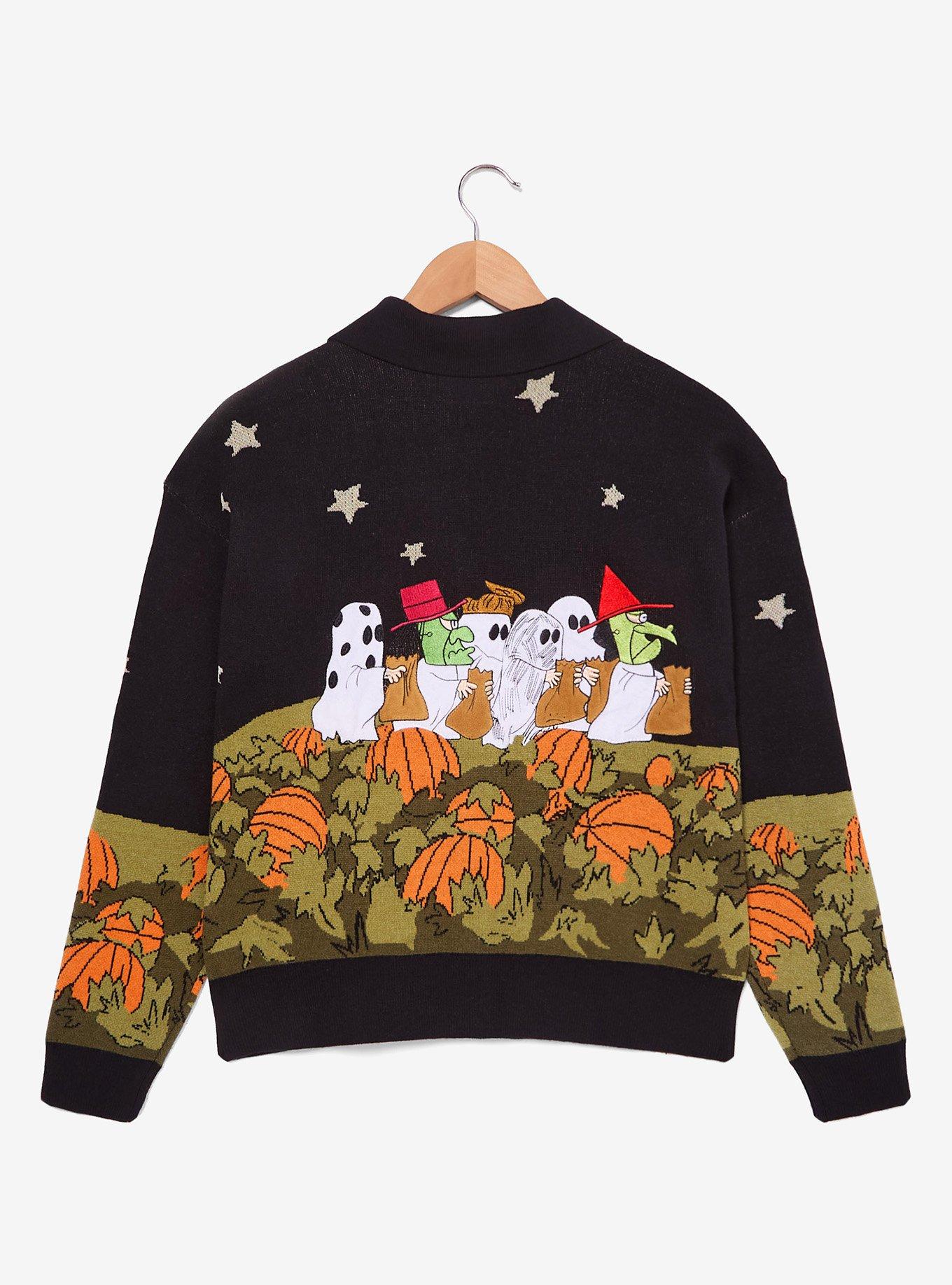 Peanuts Great Pumpkin Scenic Glow-in-the-Dark Women's Cardigan &mdash; BoxLunch Exclusive, BLACK, alternate
