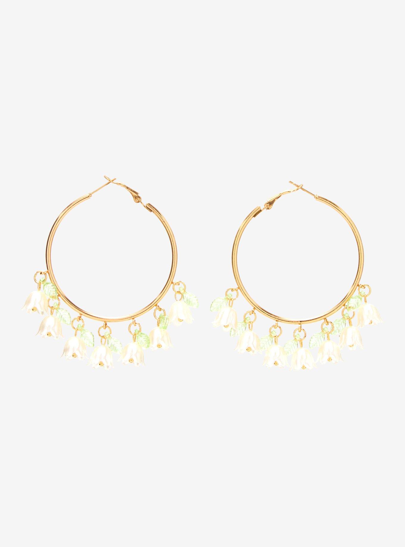 Thorn & Fable Lily Of The Valley Hoop Earrings, , hi-res
