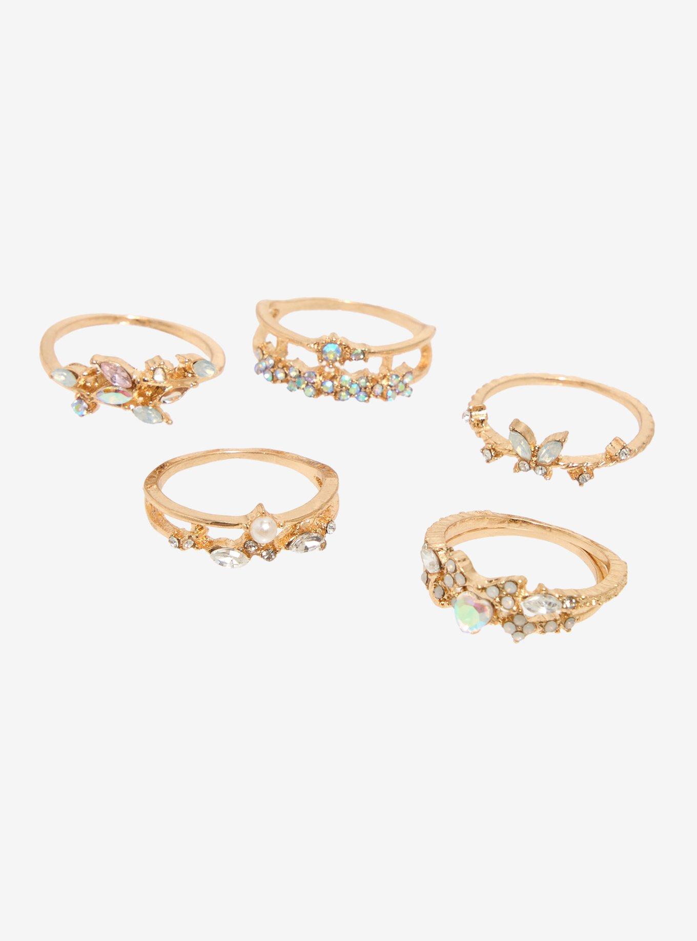 Sweet Society Mini Rhinestone Gem Ring Set, , hi-res
