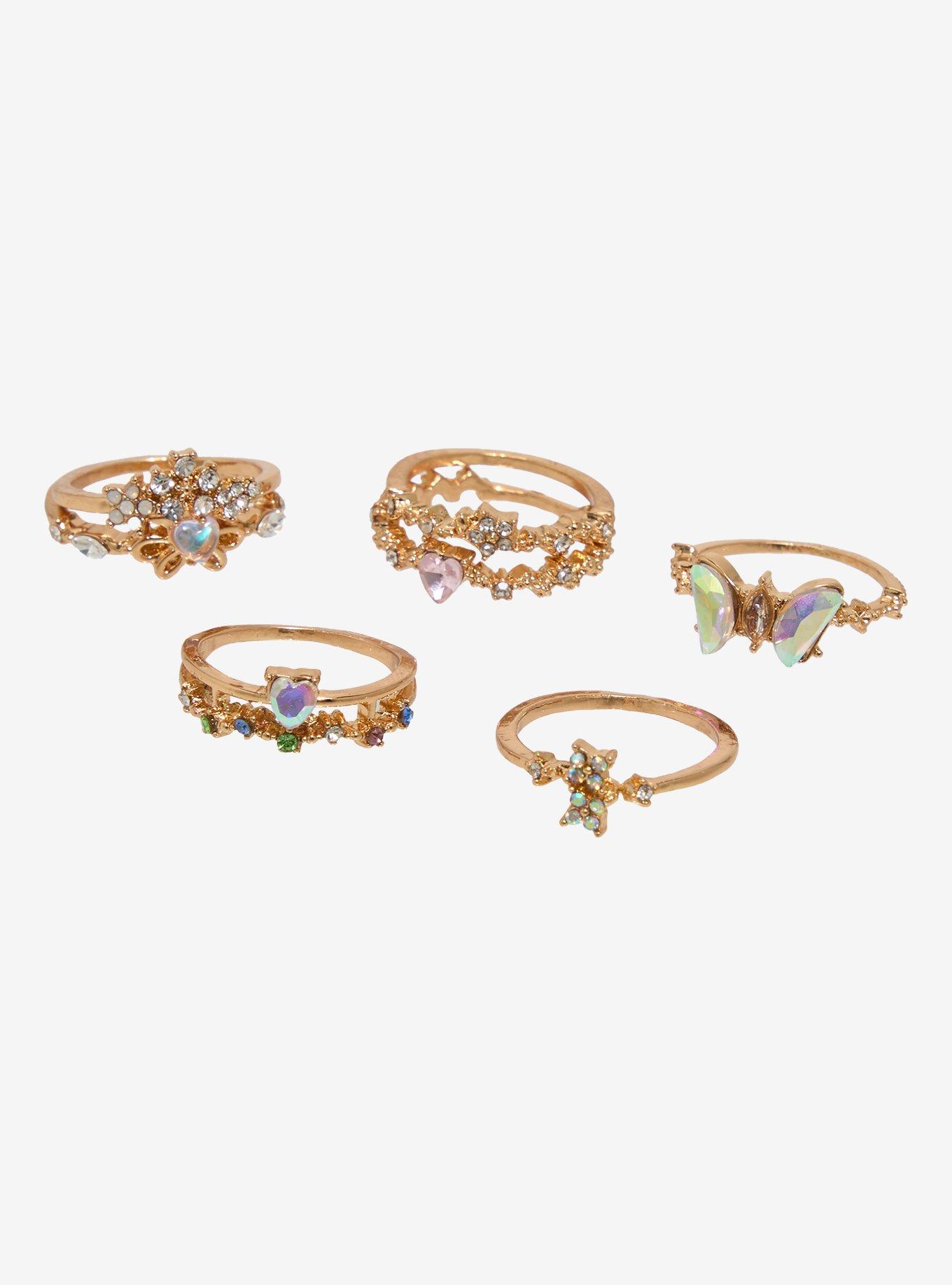 Sweet Society Colorful Dainty Gem Ring Set, , alternate