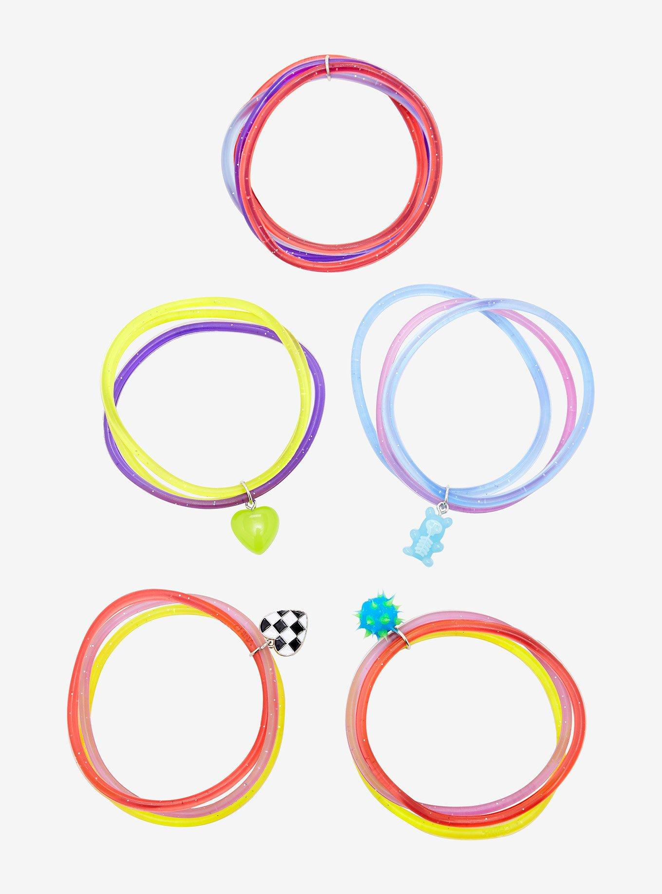 Charm Glitter Jelly Bracelet Set, , hi-res