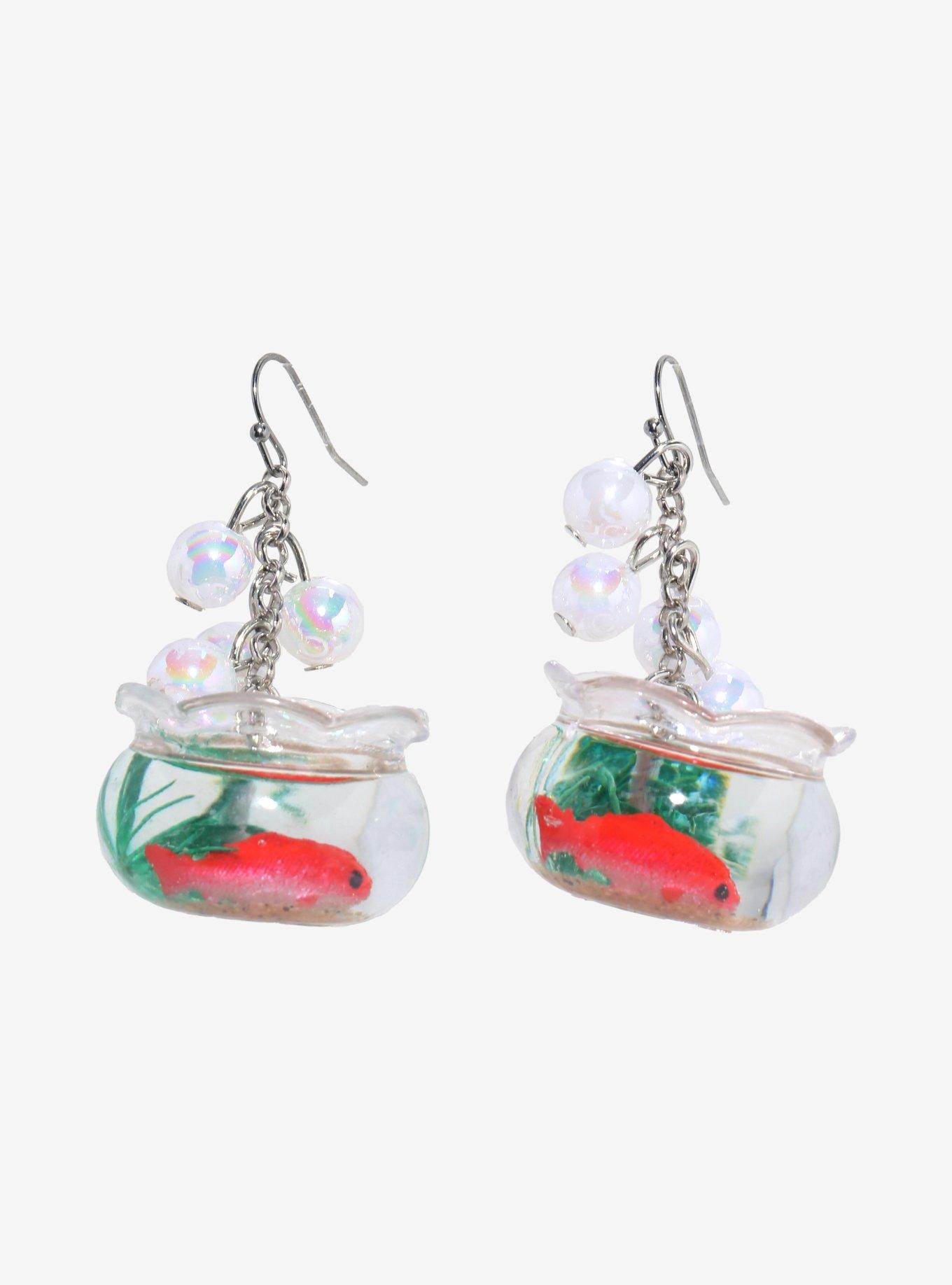 Goldfish Bowl Bubbles Figural Earrings, , alternate