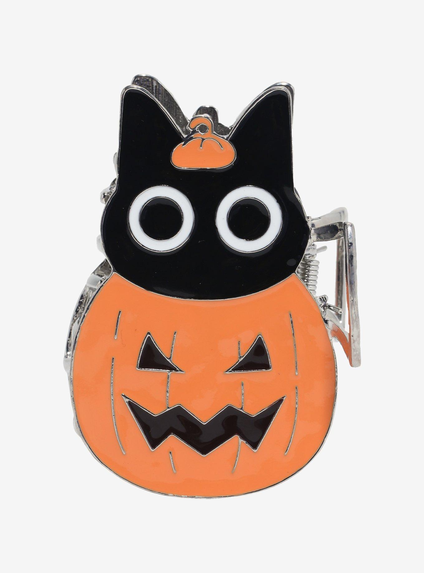 Black Cat Pumpkin Claw Hair Clip, , hi-res