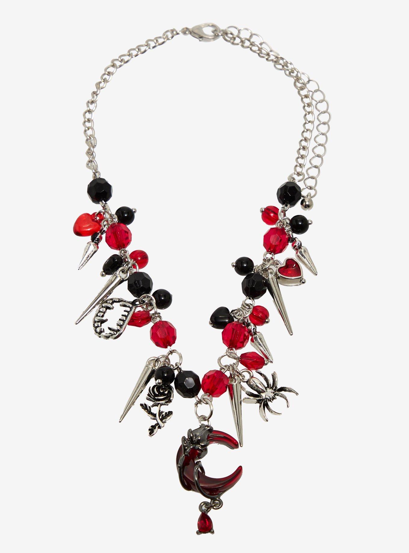 Gothic Moon Rose Spider Choker, , hi-res