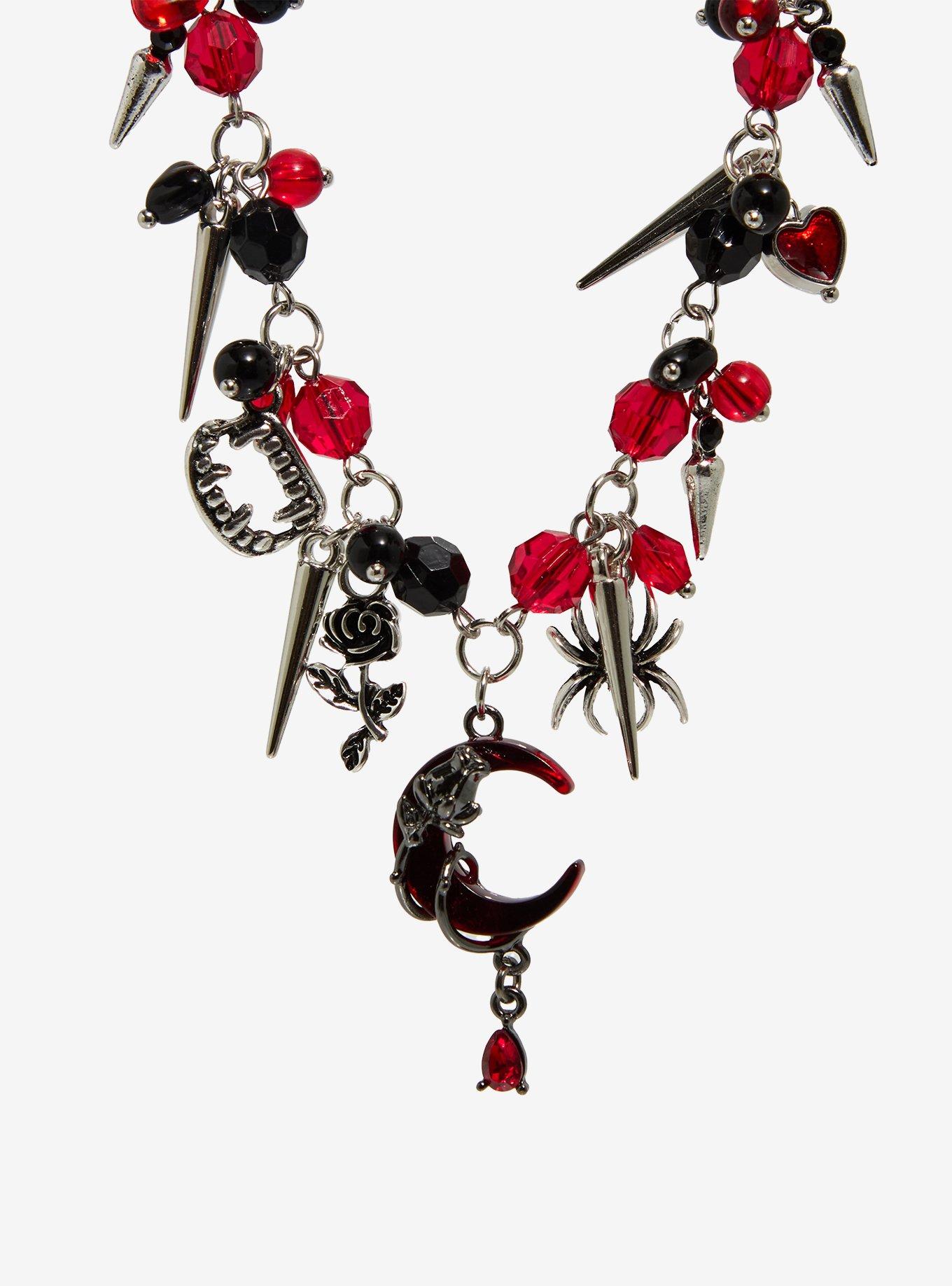 Gothic Moon Rose Spider Choker, , alternate