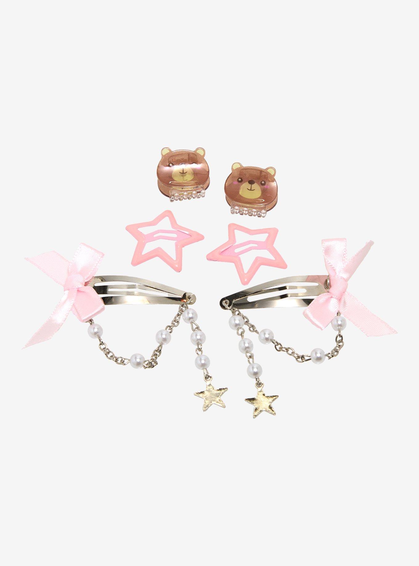 Sweet Society Coquette Bear Star Hair Clip Set, , hi-res