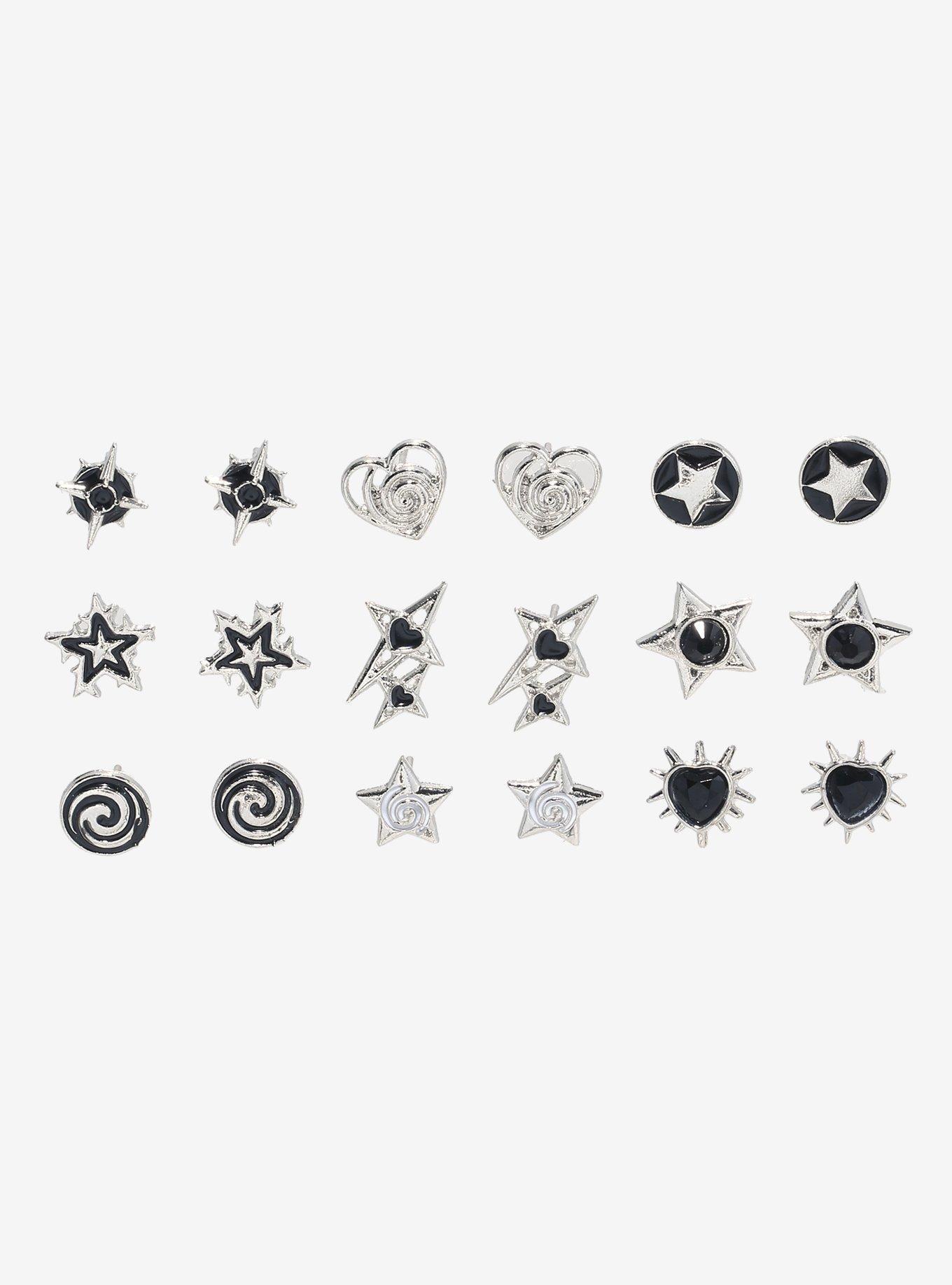 Spiral Heart & Star Stud Earring Set, , hi-res