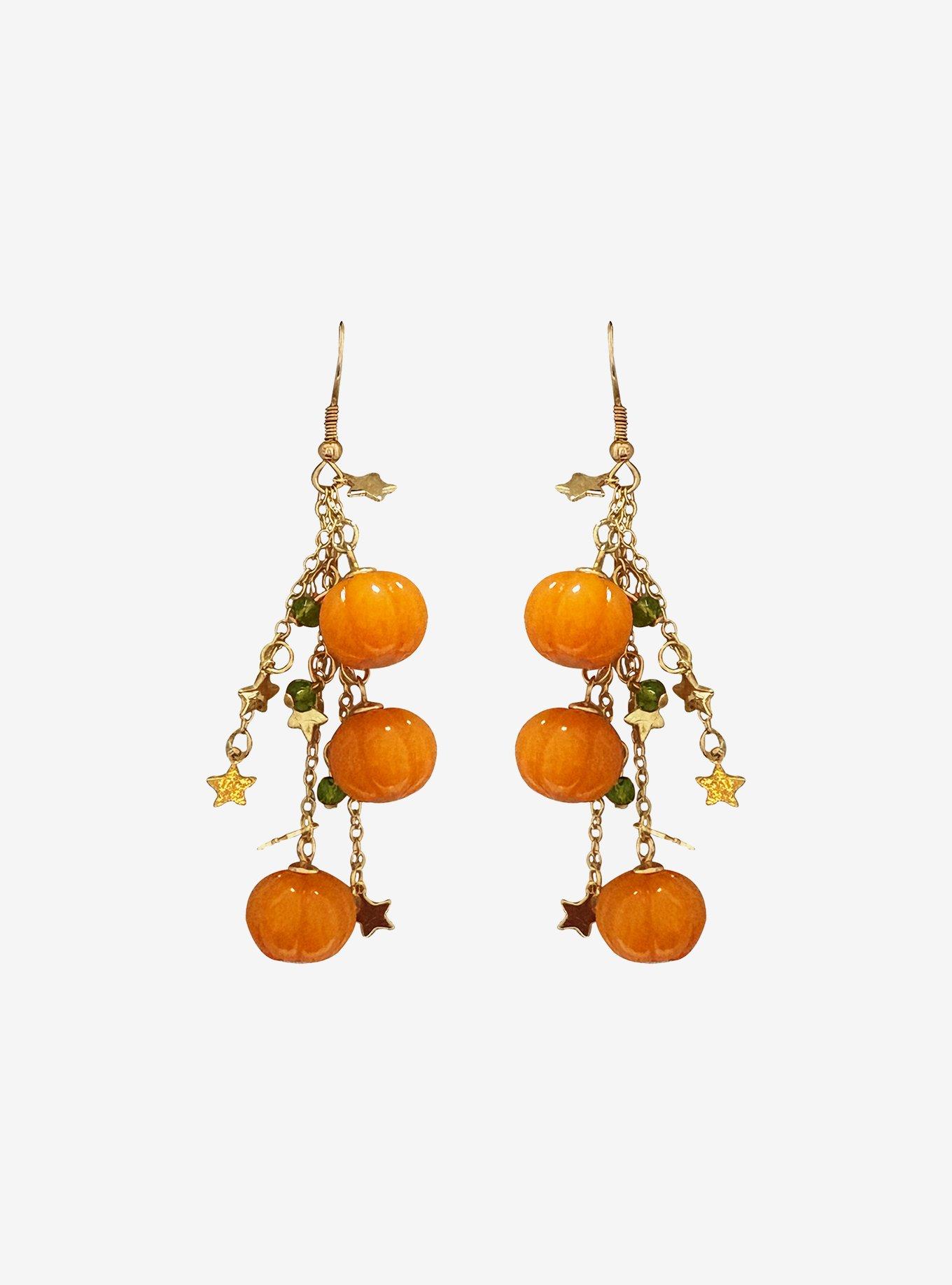 Thorn & Fable Pumpkin Star Drop Earrings, , hi-res