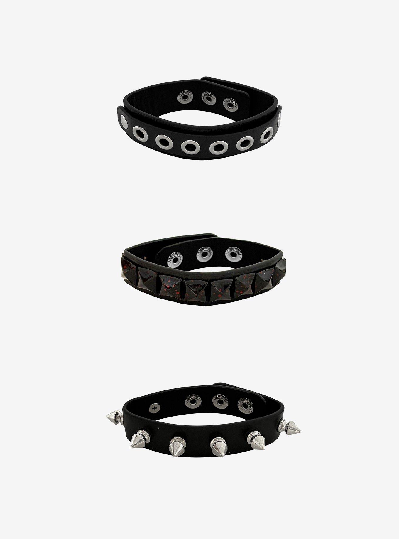 Pyramid Grommet Stud Cuff Bracelet Set, , hi-res