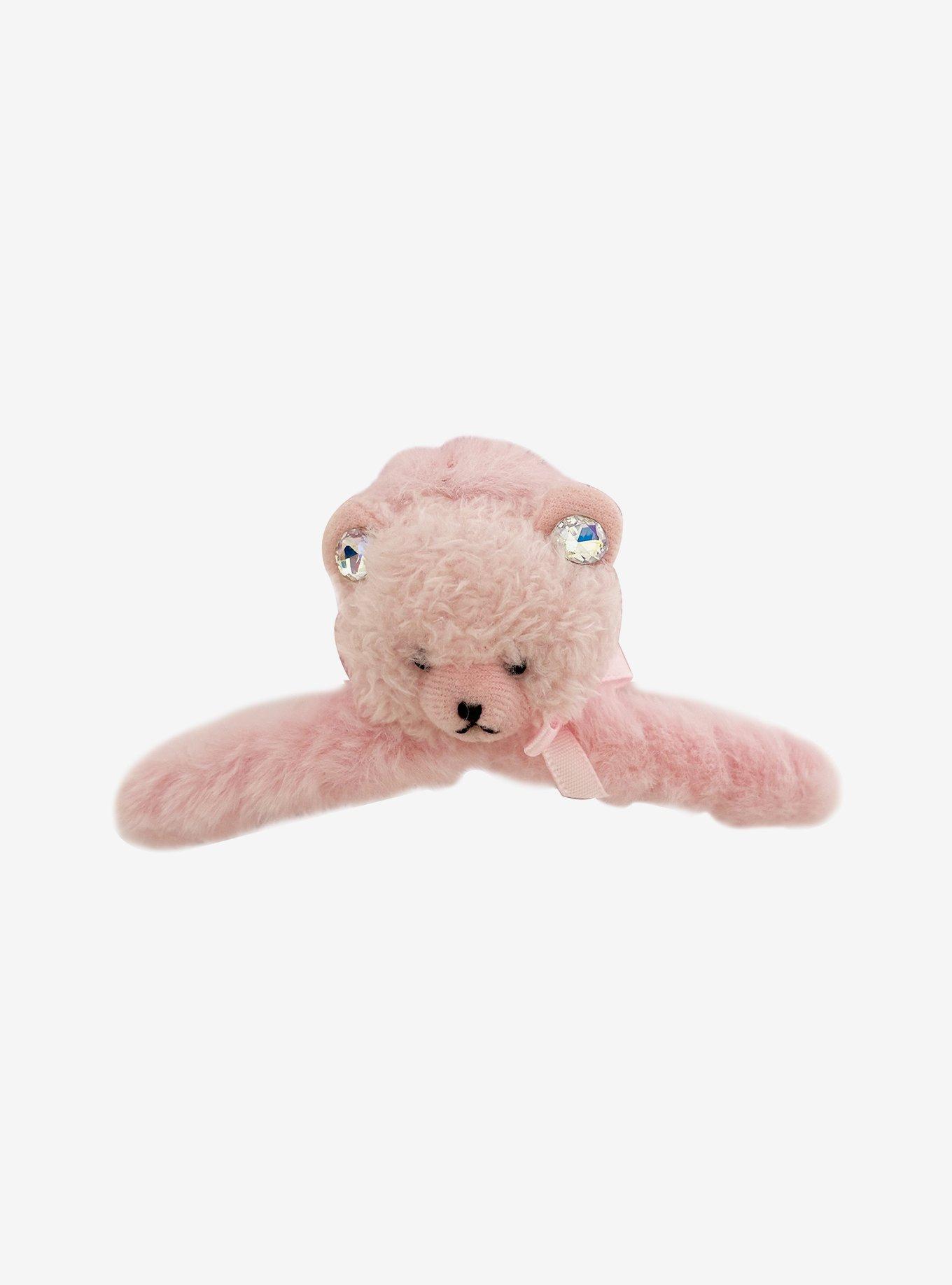 Sweet Society Pink Teddy Bear Fuzzy Claw Hair Clip, , hi-res