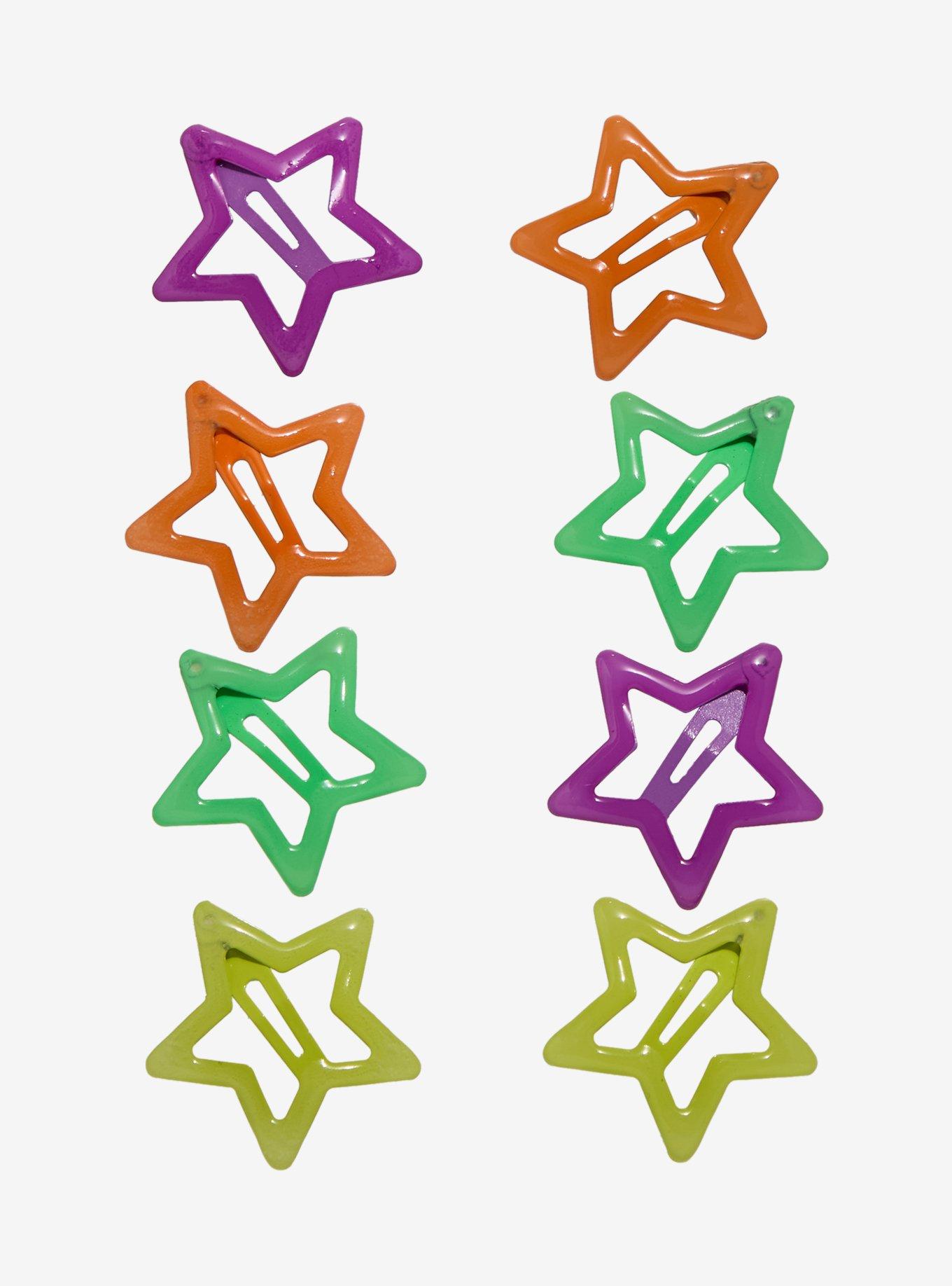 Colorful Glow-In-The-Dark Star Hair Clip Set, , hi-res