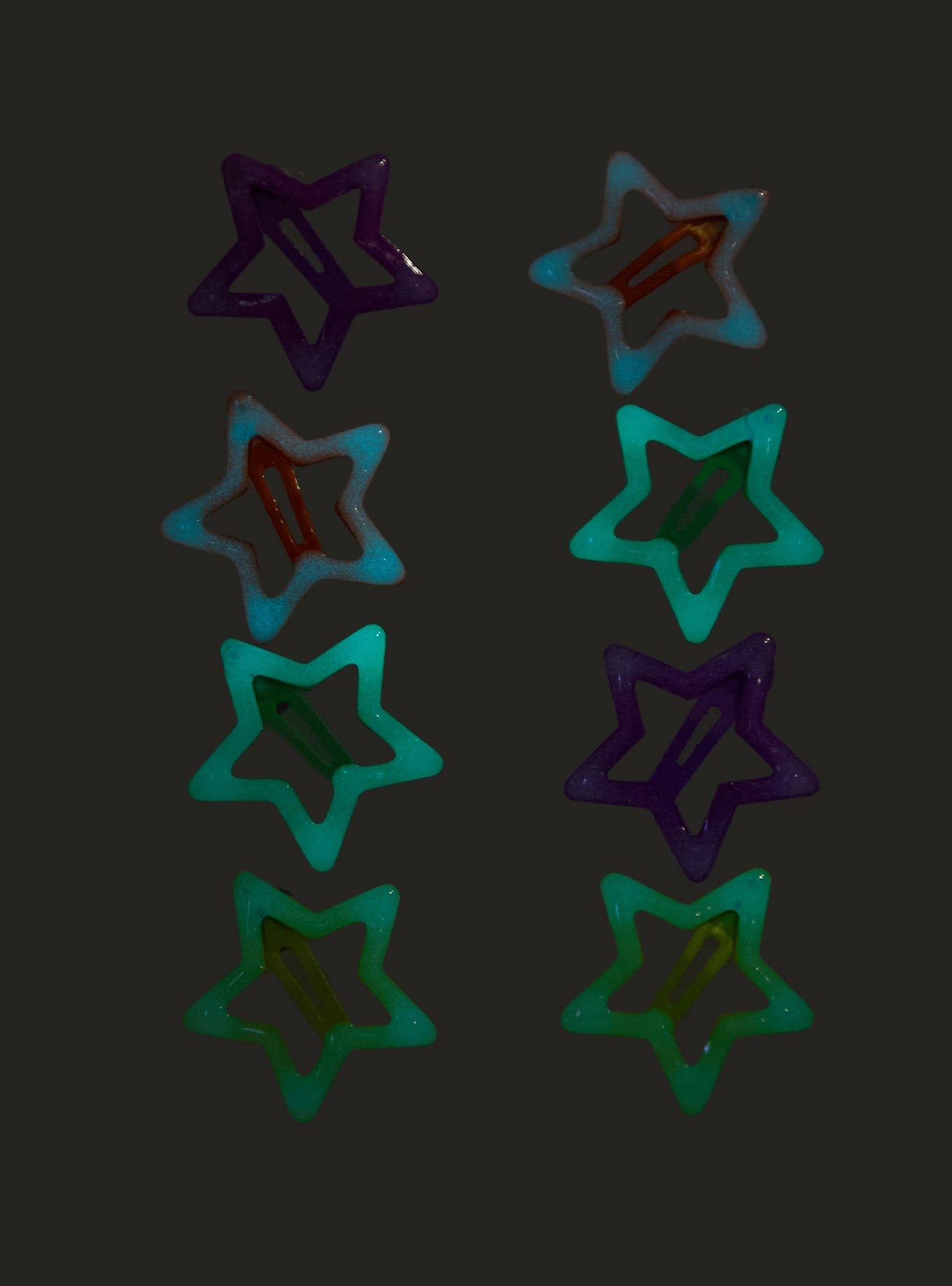 Colorful Glow-In-The-Dark Star Hair Clip Set, , alternate