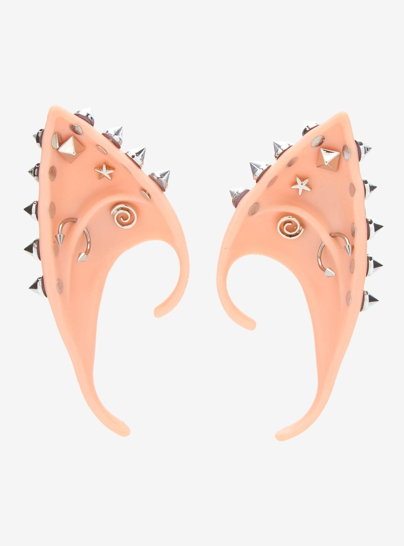 Spike Stud Pierced Fairy Molded Ear Cuffs, , hi-res