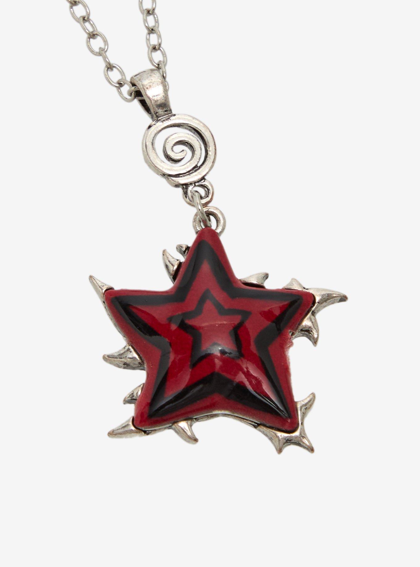 Black & Red Spike Star Best Friend Necklace Set, , alternate