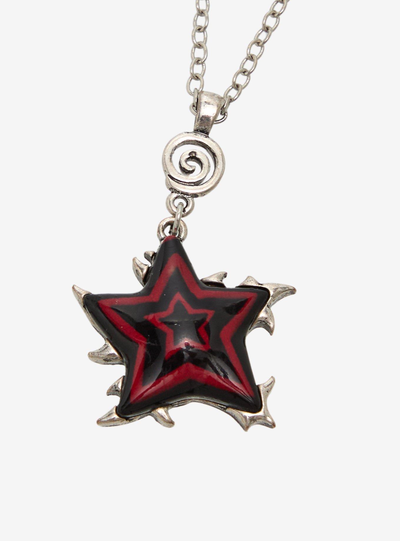 Black & Red Spike Star Best Friend Necklace Set, , alternate
