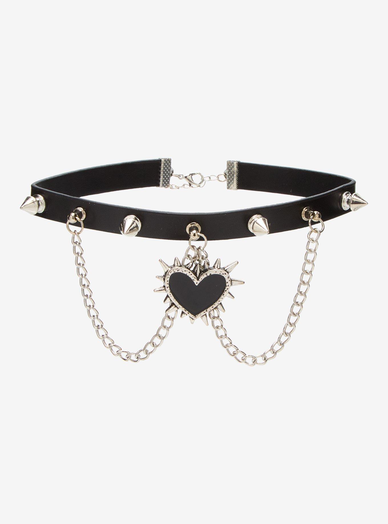 Spike Heart Chain Choker, , hi-res