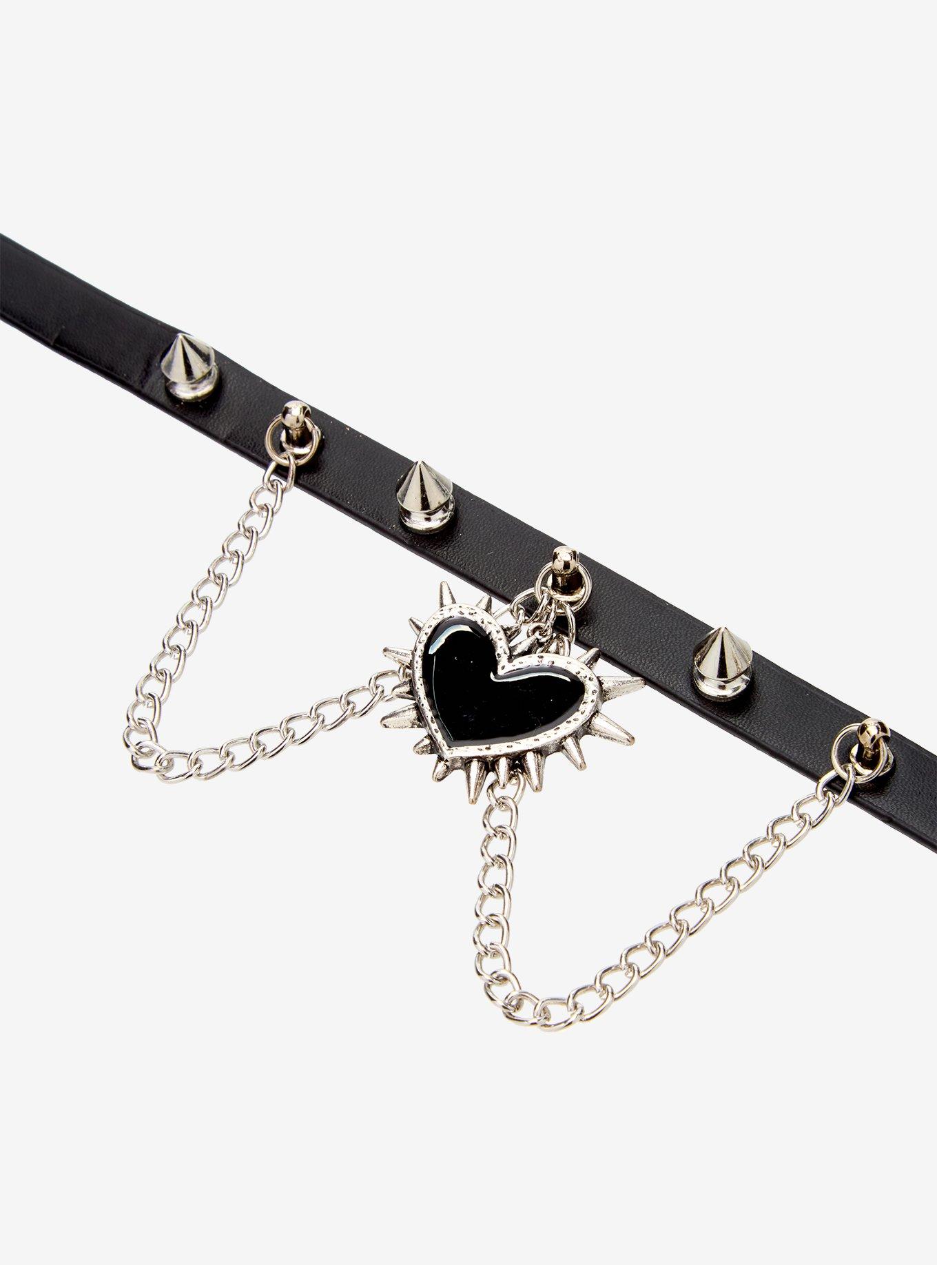Spike Heart Chain Choker, , alternate