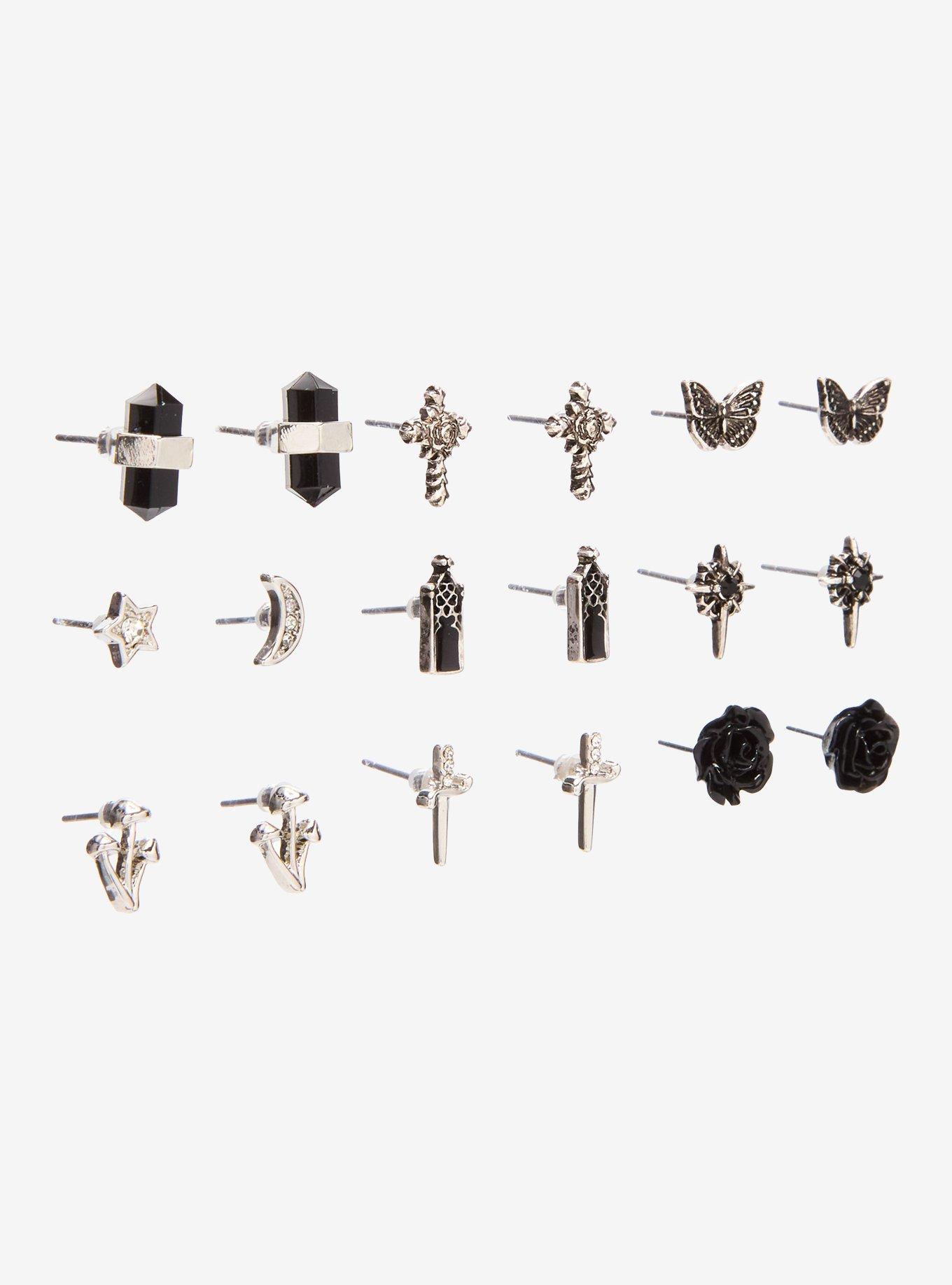 Thorn & Fable Grunge Butterfly Dagger Stud Earring Set, , alternate