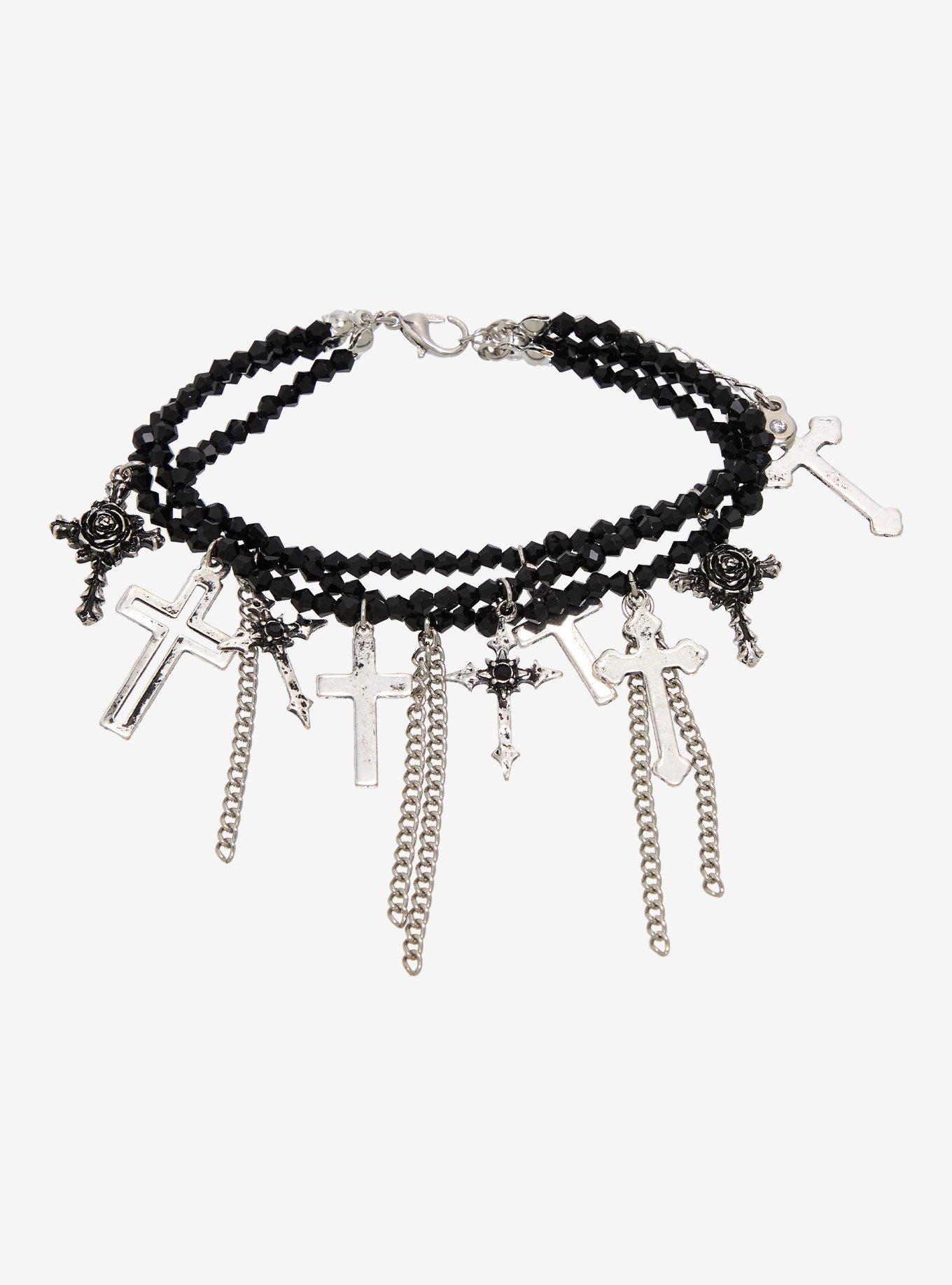 Thorn & Fable Cross Multi Layer Bead Bracelet, , alternate