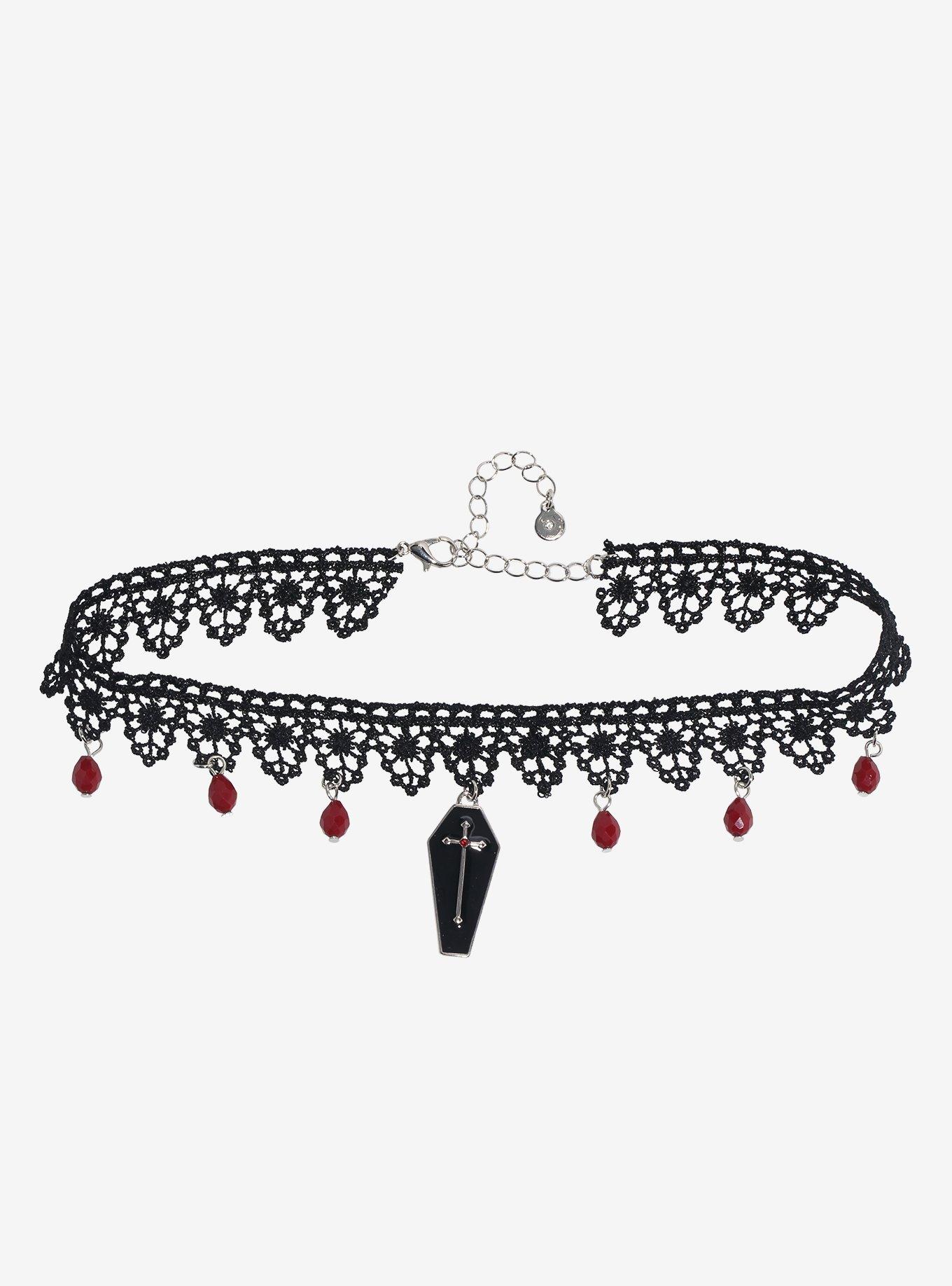 Black Lace Coffin Choker, , hi-res