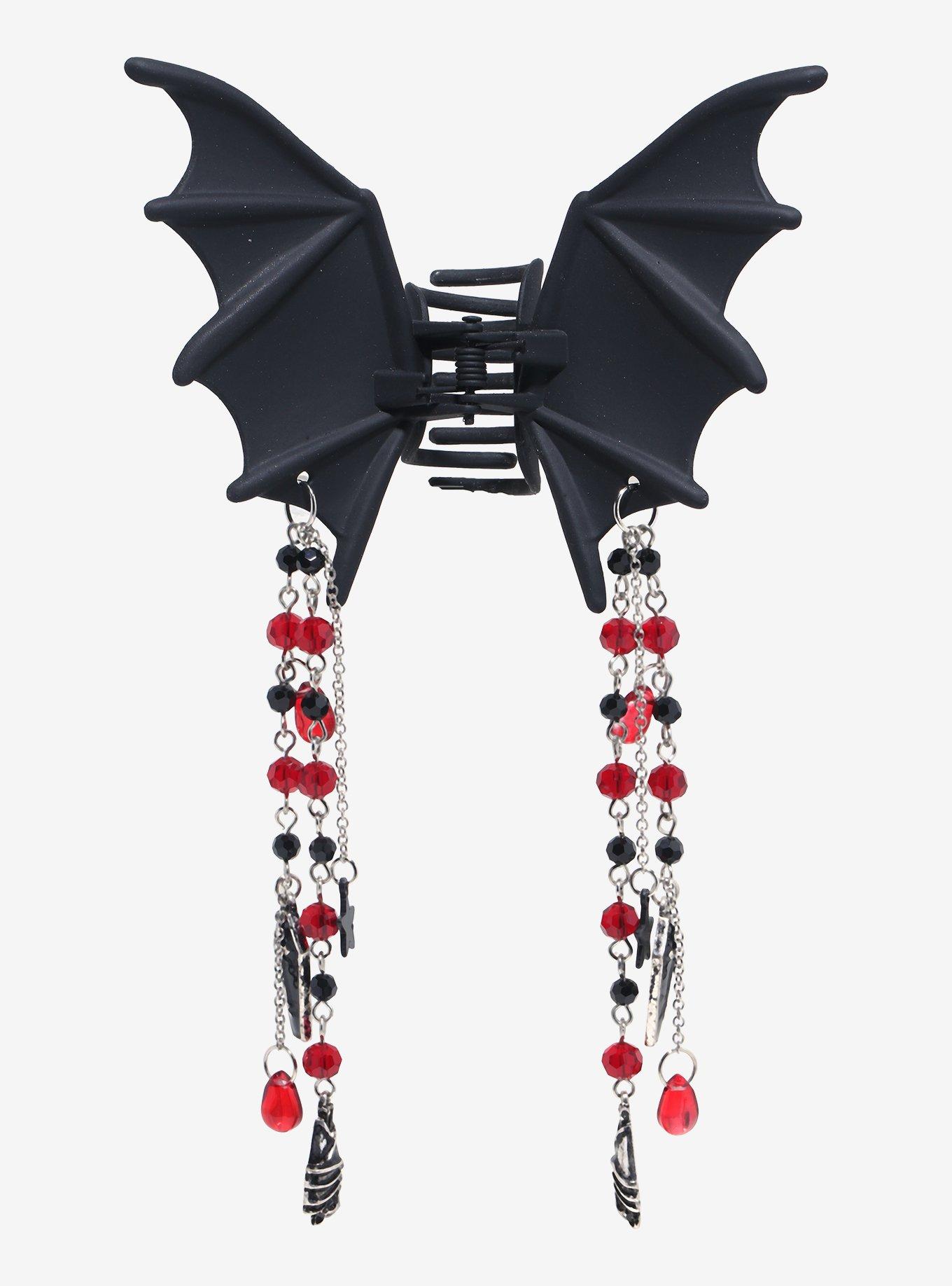 Bat Wing Chain Charm Claw Hair Clip, , hi-res