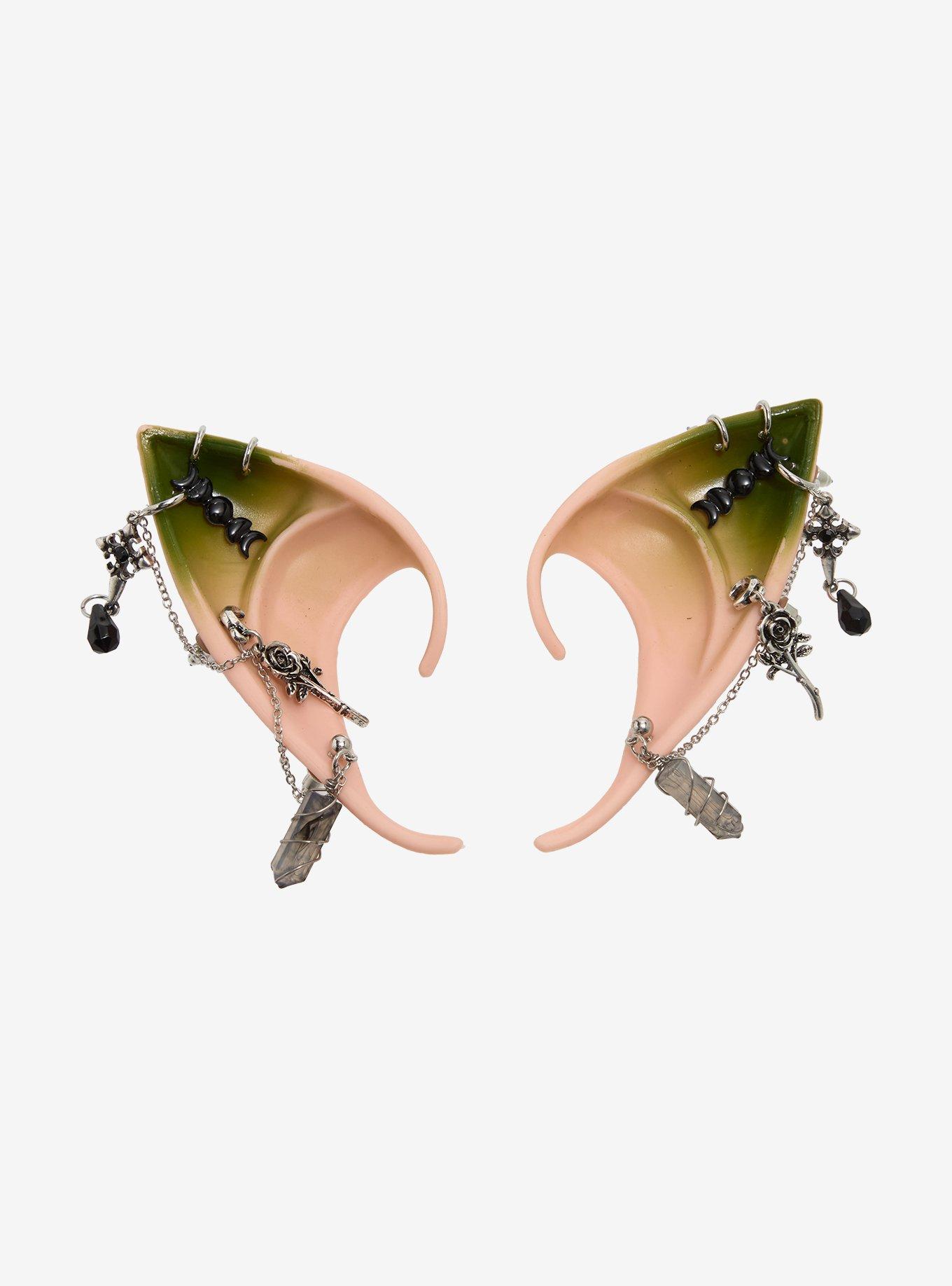 Thorn & Fable Forest Green-Tipped Fairy Molded Ear Cuffs, , hi-res