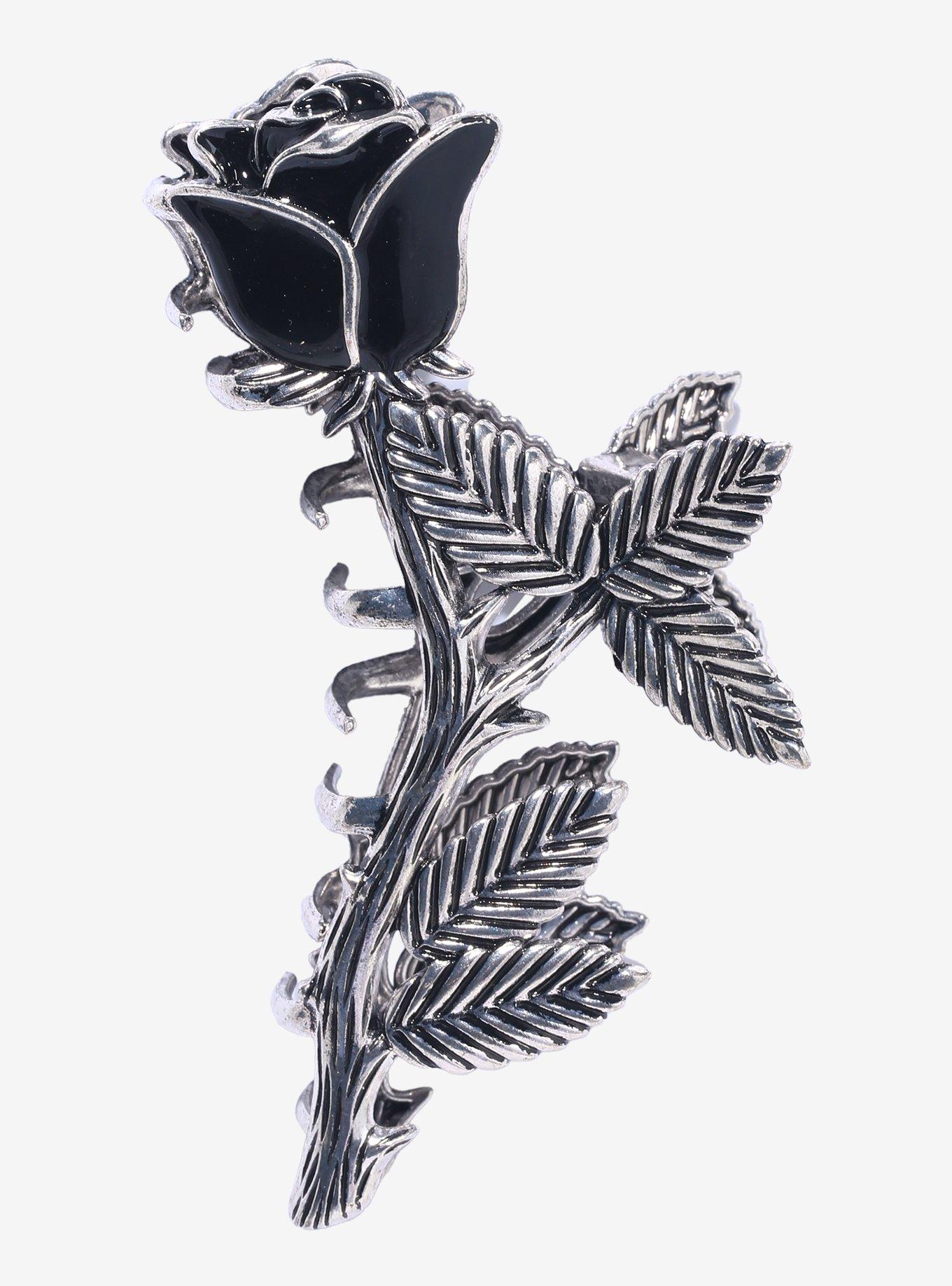 Thorn & Fable Black Rose Claw Hair Clip, , hi-res