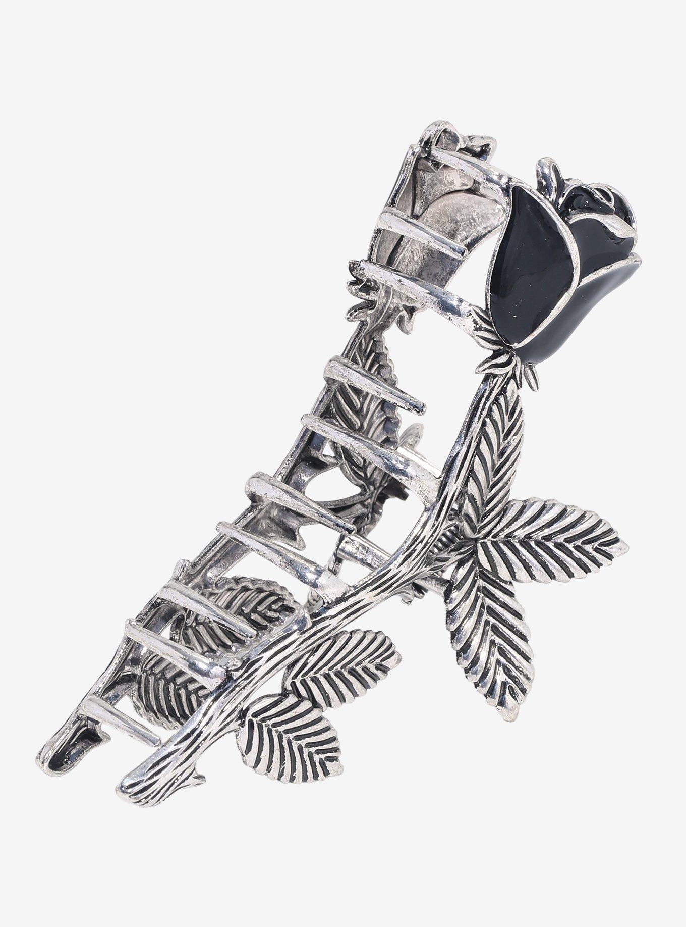 Thorn & Fable Black Rose Claw Hair Clip, , alternate