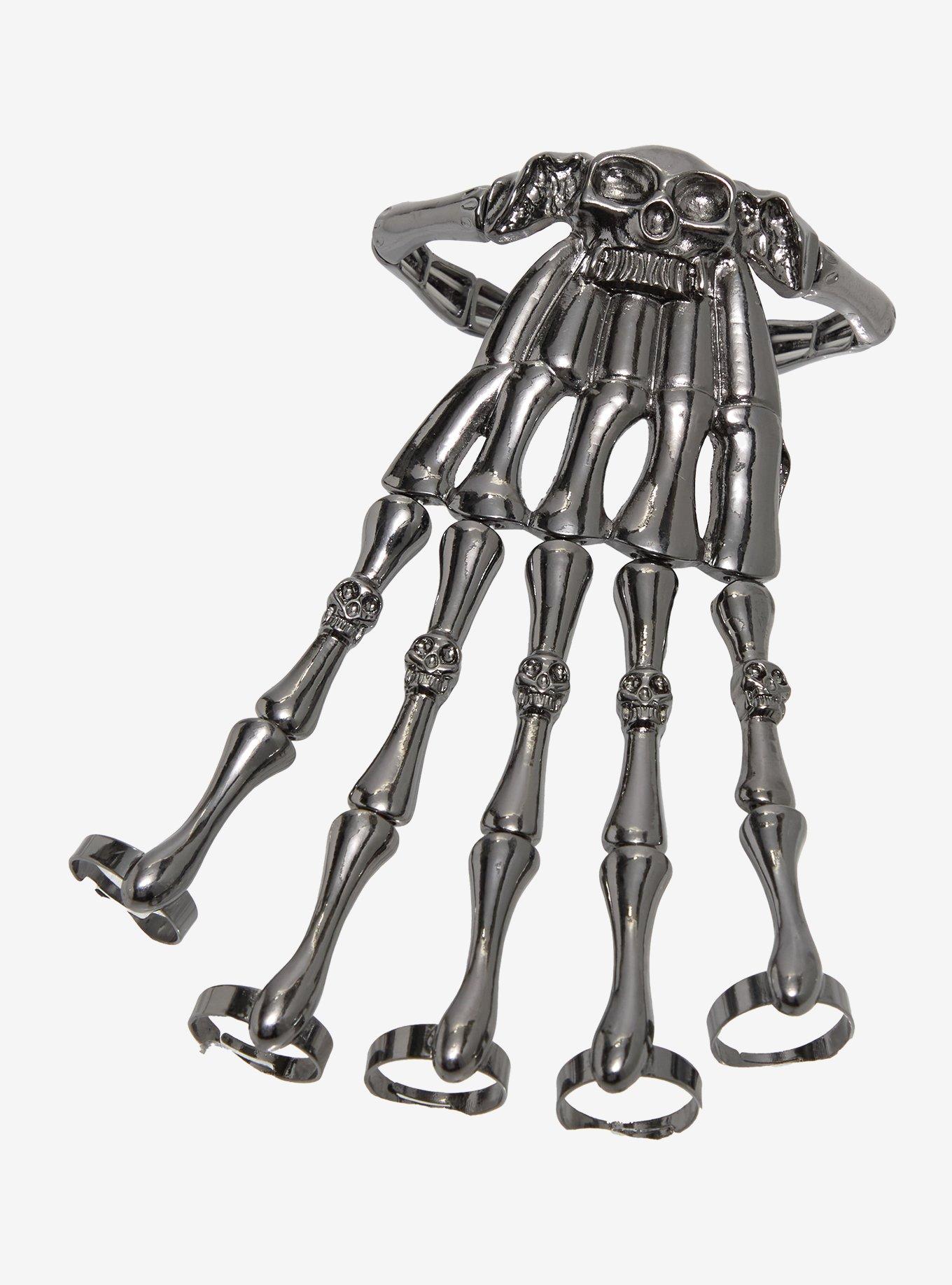 Skeleton Hand Skull Hand Ring Bracelet, , hi-res