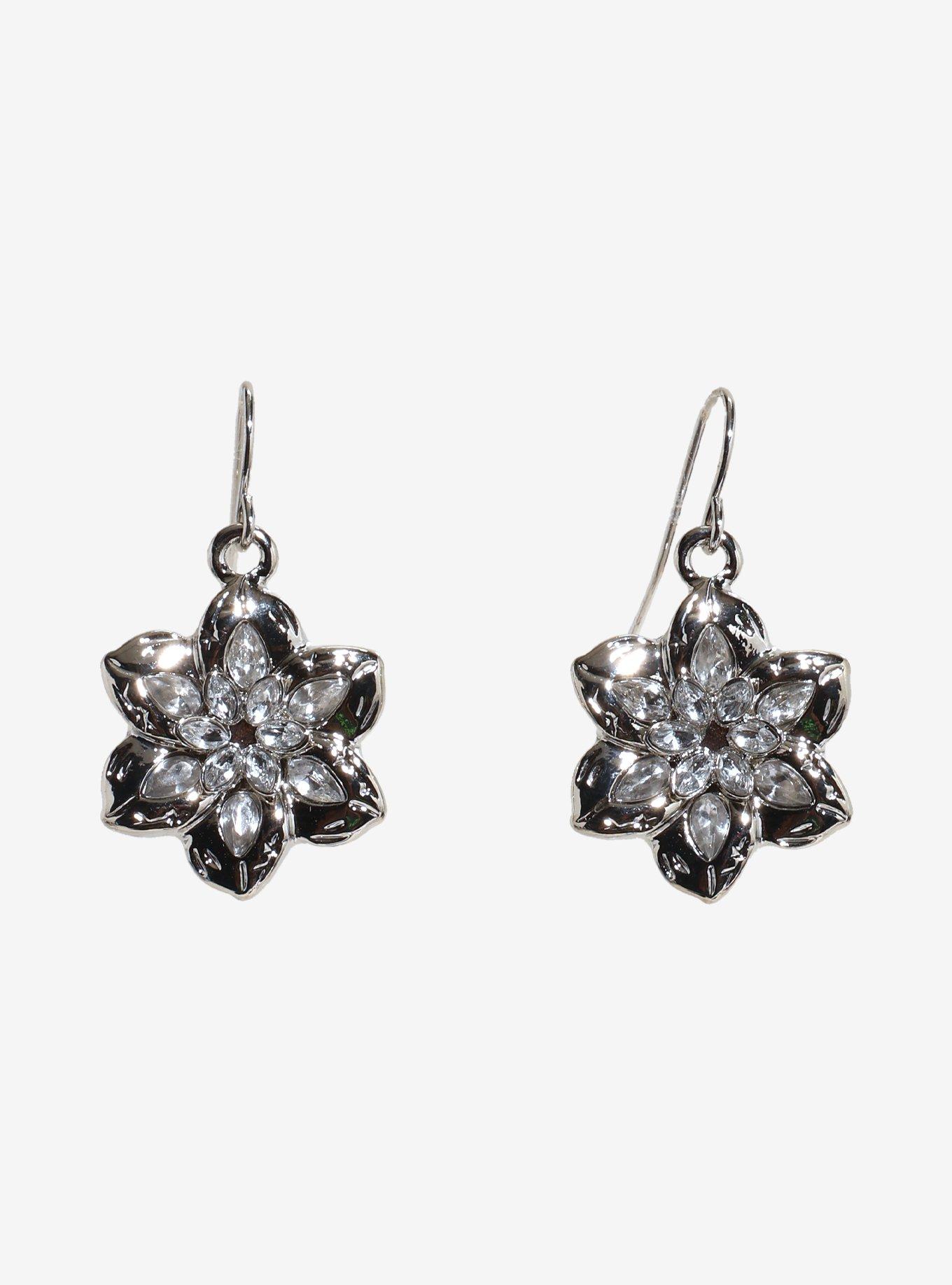 The Lord Of The Rings Galadriel Nenya Flower Drop Earrings, , hi-res