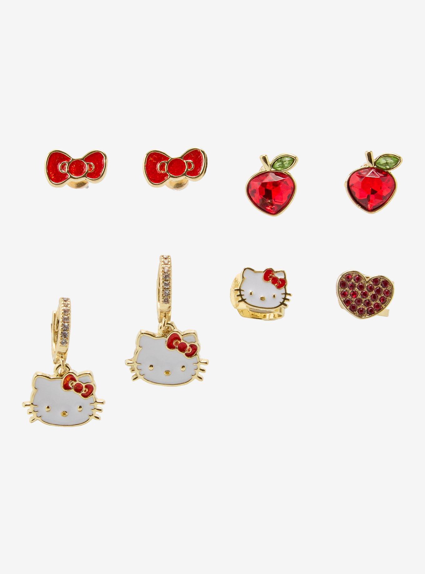 Hello Kitty Apple Bow Earring Set, , hi-res