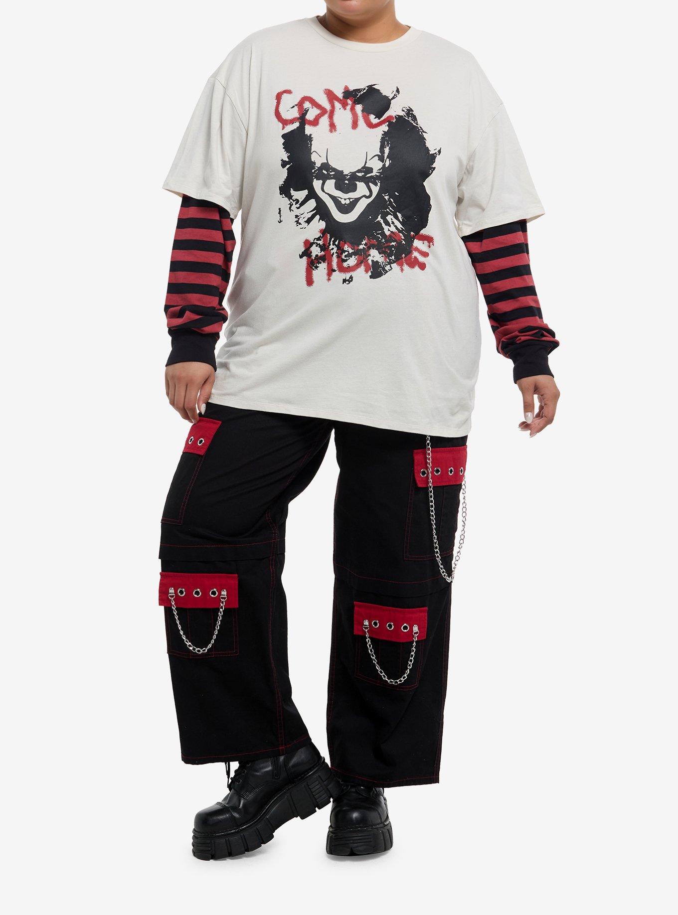 IT Pennywise Oversized Twofer Long-Sleeve T-Shirt Plus Size, , hi-res