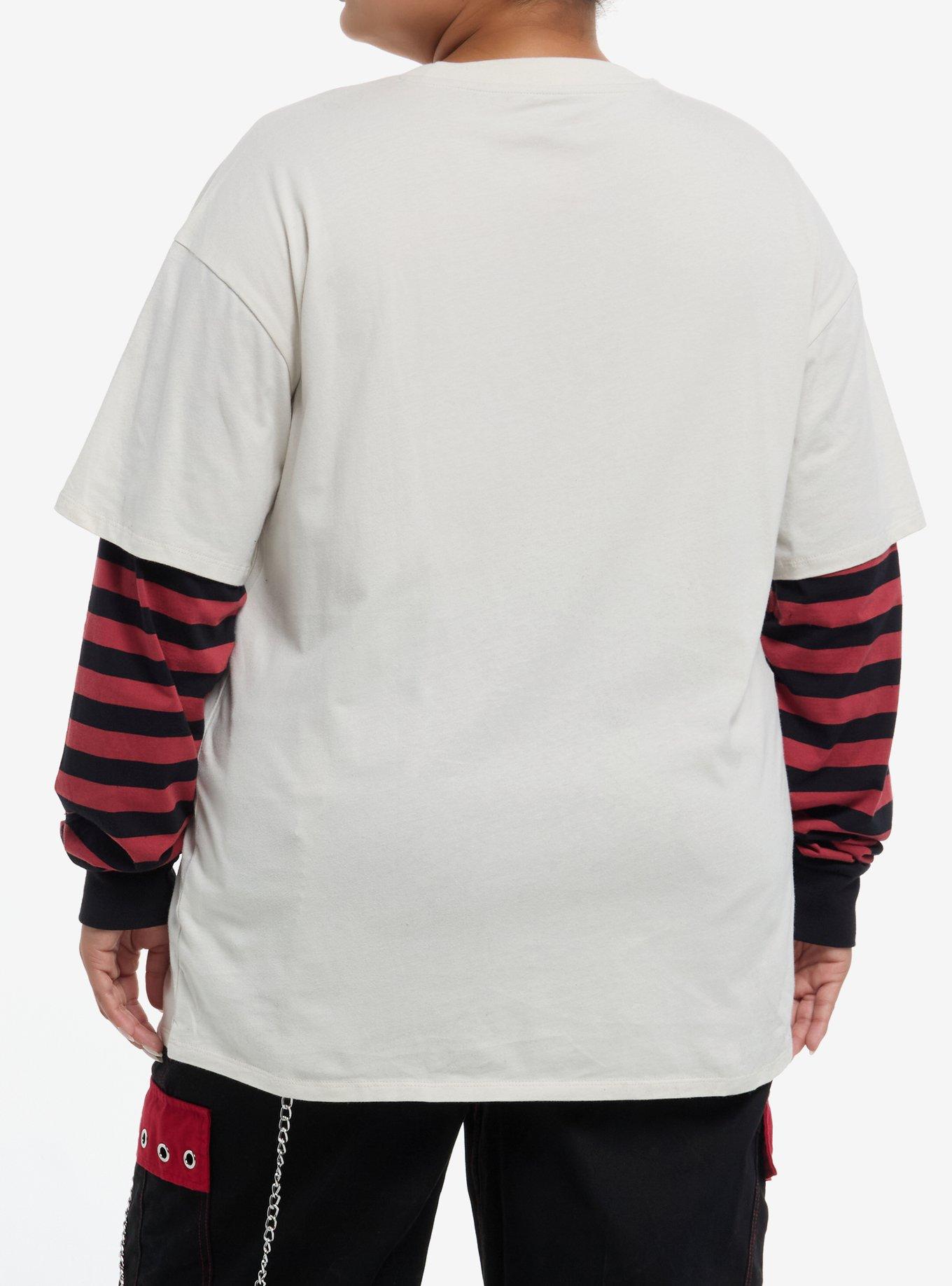 IT Pennywise Oversized Twofer Long-Sleeve T-Shirt Plus Size, RED, alternate