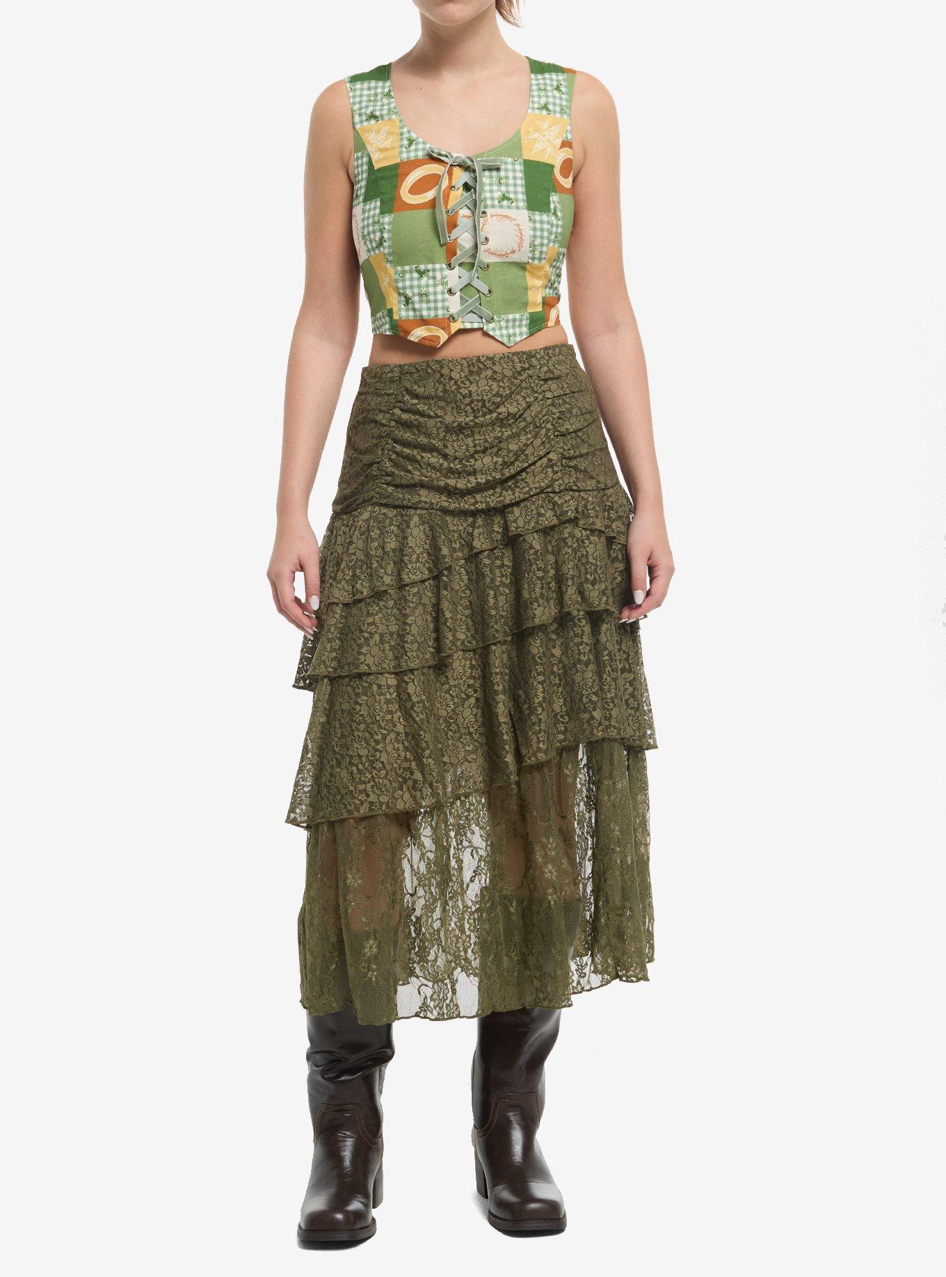 The Lord Of The Rings Patchwork Lace-Up Crop Vest, , hi-res