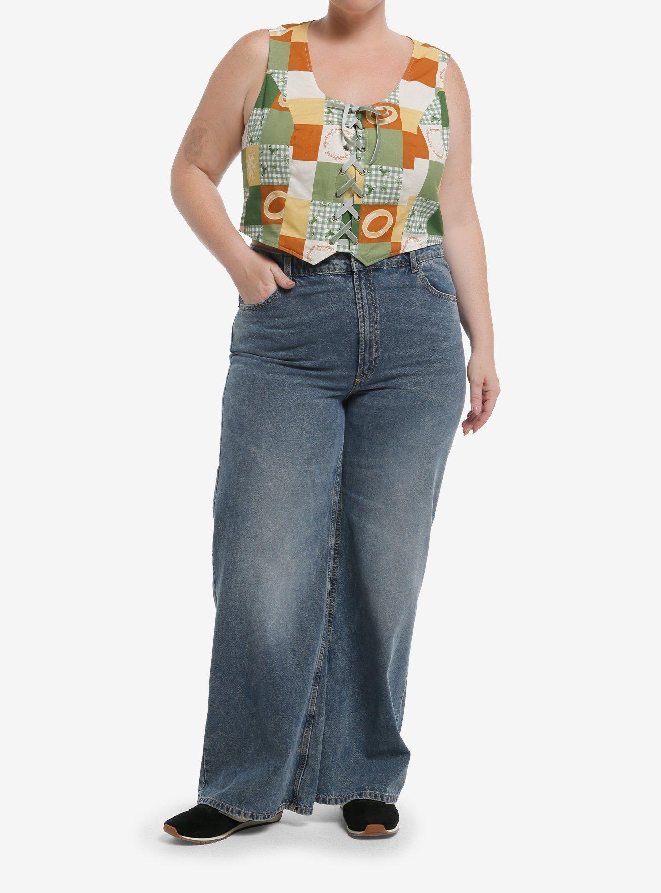 The Lord Of The Rings Patchwork Lace-Up Vest Plus Size, , hi-res