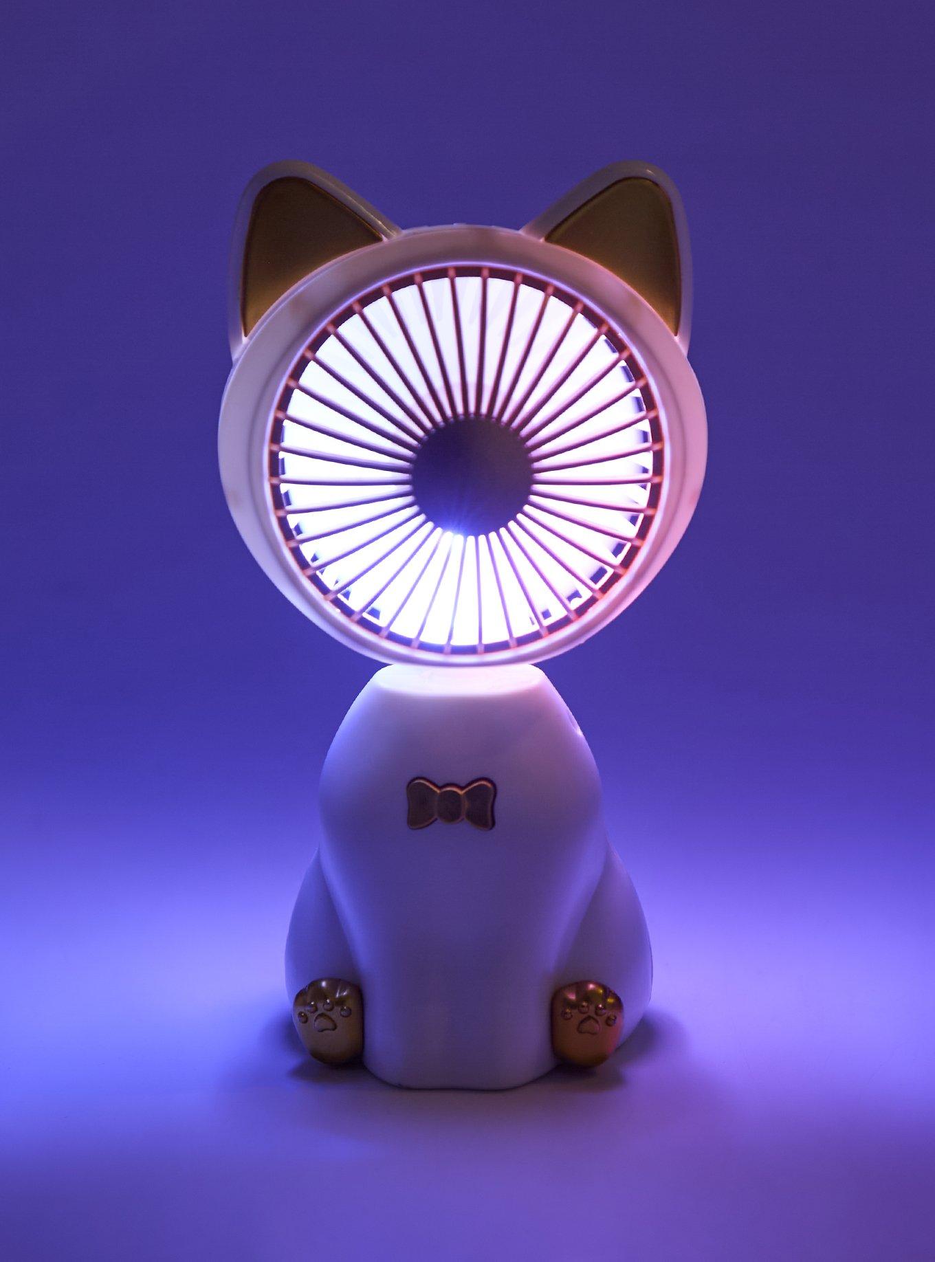 Tech Theory White Cat Color-Changing Handheld Fan, , hi-res