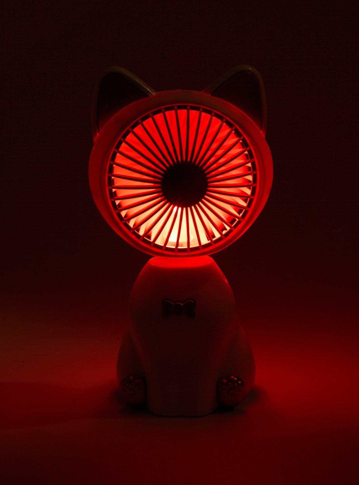 Tech Theory White Cat Color-Changing Handheld Fan, , alternate
